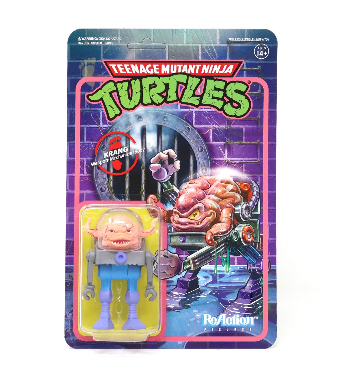 TMNT Krang ReAction Figure - Teenage Mutant Ninja Turtles Collectible Toy for Fans & Action Figure Enthusiasts - Perfect for Display, Gifts, and Comic Con Events