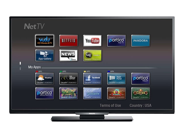 PHILIPS 55PFL4609 55-inch 1080P Full HD 120Hz Refresh Rate LED Smart TV with Streaming Apps - Perfect for Living Room Entertainment & Home Theater Setup