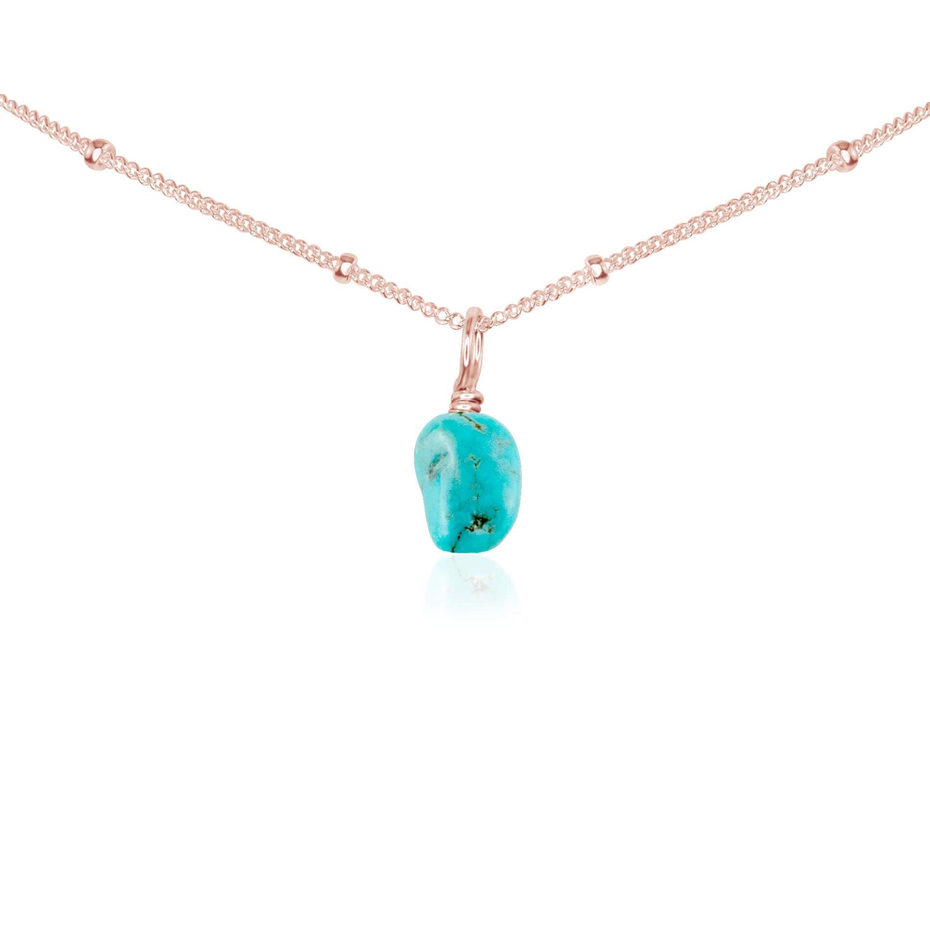Natural Tiny Rough Turquoise Gemstone Pendant Choker Necklace - Handmade Boho Jewelry for Women, Perfect for Festivals & Everyday Wear