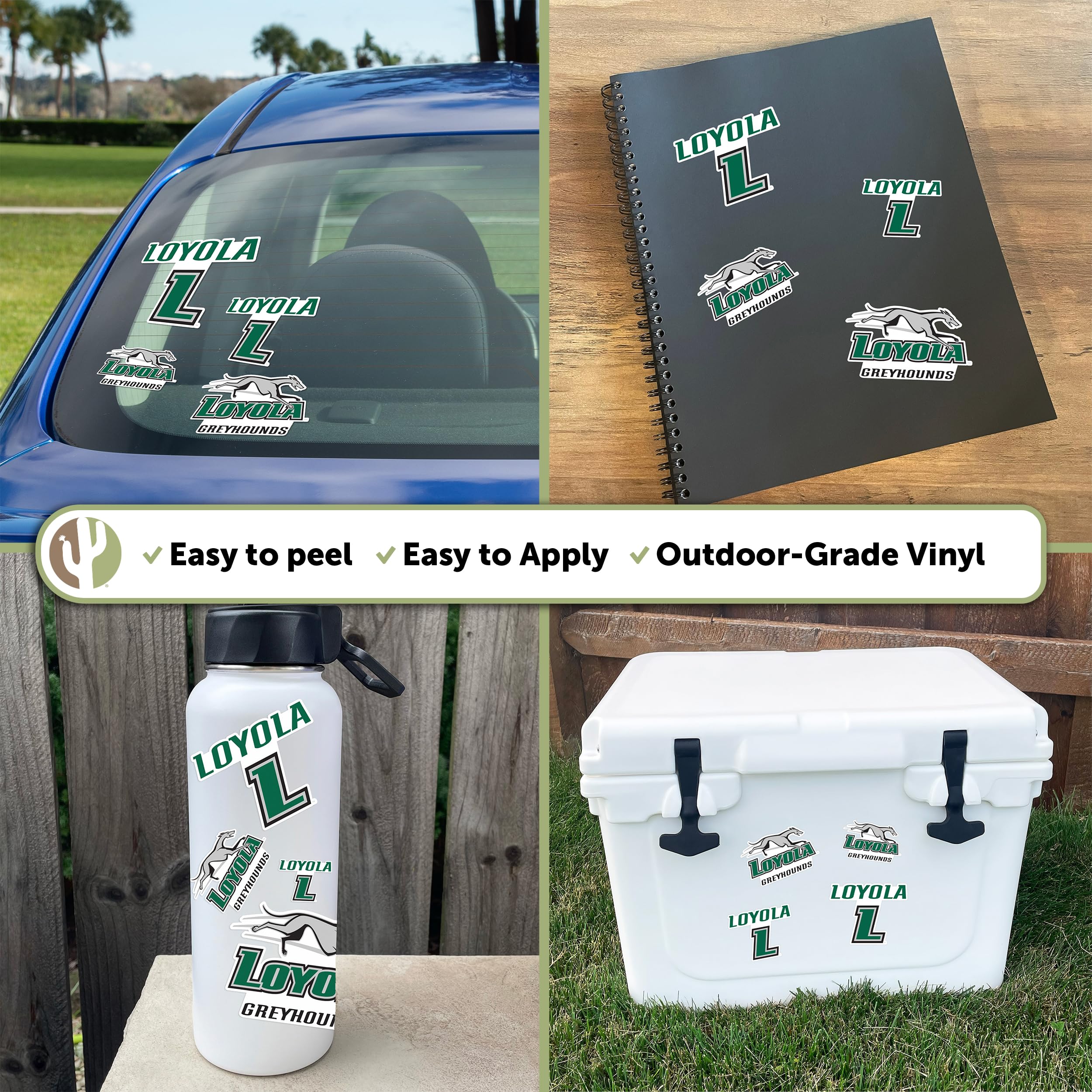 Loyola Maryland University Greyhound Sticker - Desert Cactus Vinyl Decals for Laptop, Water Bottle, Car & Scrapbook (13.43x10.94 Inch Sheet) - Perfect for College Pride, School Spirit & DIY Crafts
