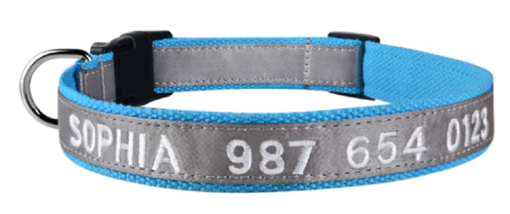 Custom Embroidered Personalized Dog Collar - Adjustable Nylon Puppy Collar for Small Medium Large Dogs (Gray) | Perfect for Training, Walks & Pet Identification