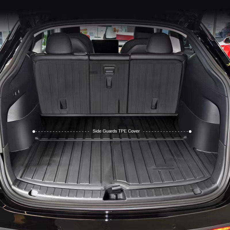 Premium Custom Fit Trunk Side Protectors for Tesla Model Y | Eco-Friendly TPE Interior Car Accessories | Protect Cargo Area from Scratches & Dirt During Travel & Grocery Hauling