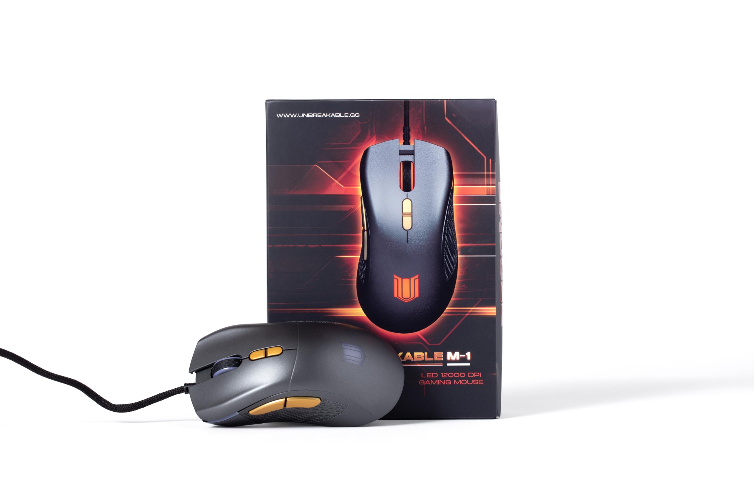 High-Performance M-1 Wired Gaming Mouse with 12,000 DPI Adjustable Sensor, Ergonomic RGB Lighting & Side Buttons - Perfect for PC Gaming, Esports & Office Work