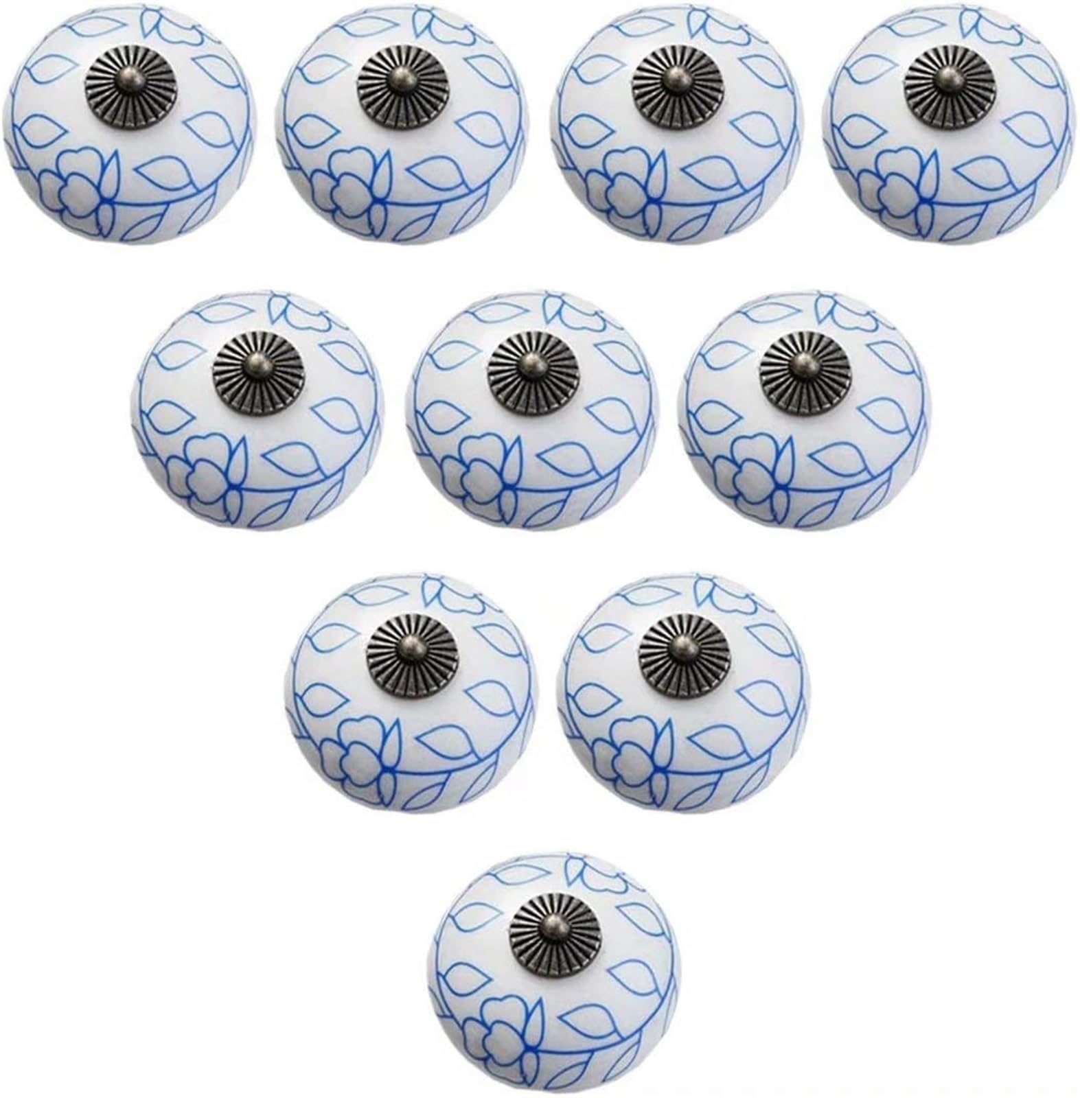 10-Pack Ceramic Cabinet Knobs & Drawer Pulls - Round Kitchen Handles, Wardrobe & Furniture Knobs for Dressers, Cabinets & Doors (Style B) - Perfect for Home Renovation, DIY Projects & Modern Interior Decor