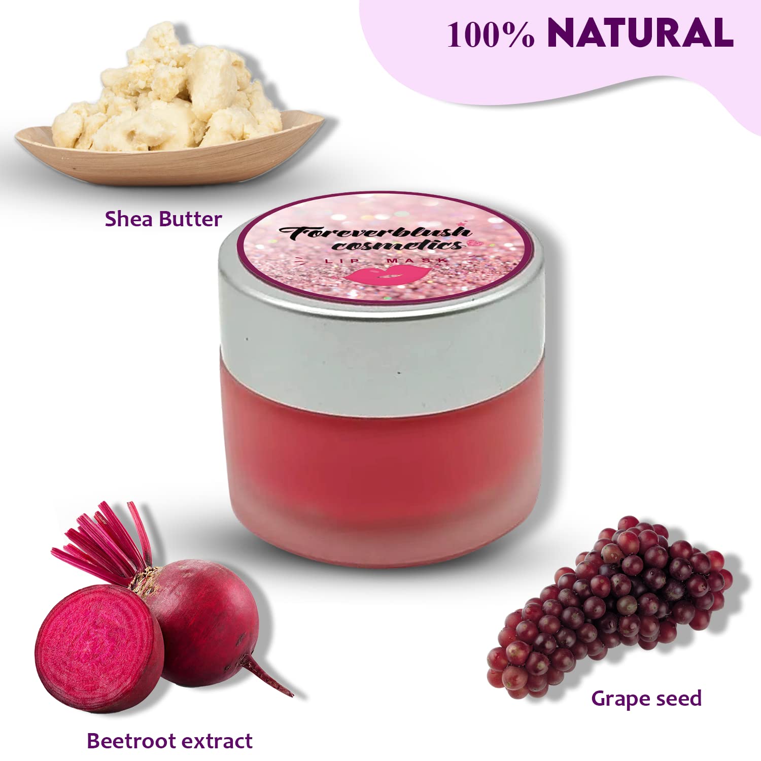Foreverblush Tinted Lip Balm for Women - Natural Moisturizing & Hydrating Lip Sleeping Mask - Sulfate-Free Overnight Care - 12.5g - Perfect for Dry Lips, Nighttime Lip Treatment & Daily Nourishment