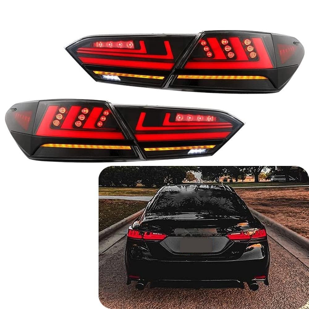 2018-2023 Toyota Camry LED Tail Lights - DRL Brake Turn Signal Assembly with Start Up Animation (Clear) - Perfect for Night Driving & Custom Car Upgrades
