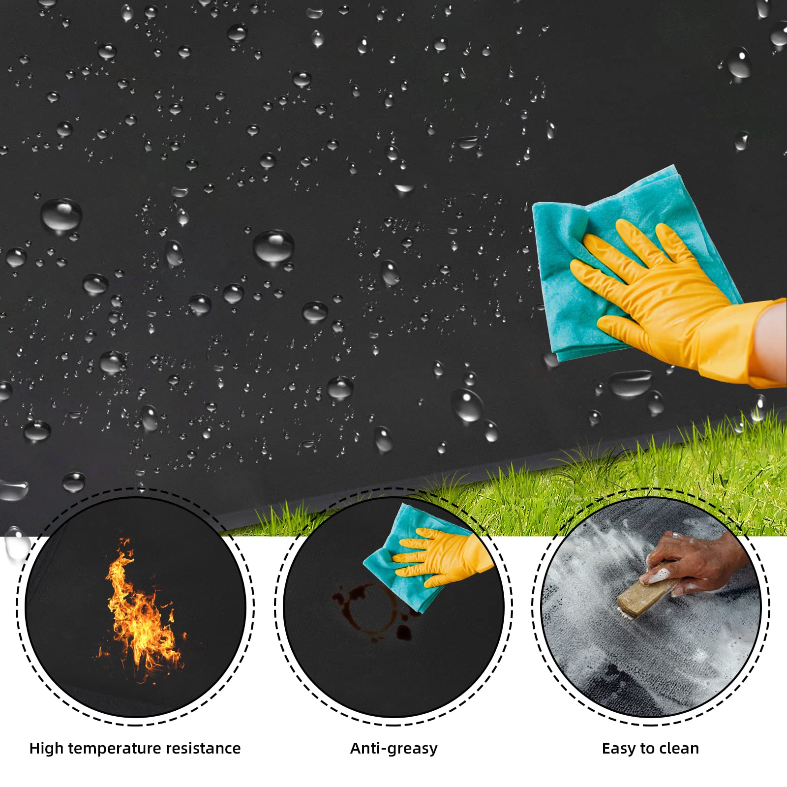 **UPTRUST Large 60x42 Inch Fireproof Grill Mat for Outdoor Charcoal, Gas Grills, Flat Top & Smokers – Deck, Patio & Indoor Fireplace Protective Mat to Prevent Wood Floor Damage | Perfect for BBQs, Camping & Backyard Gatherings**