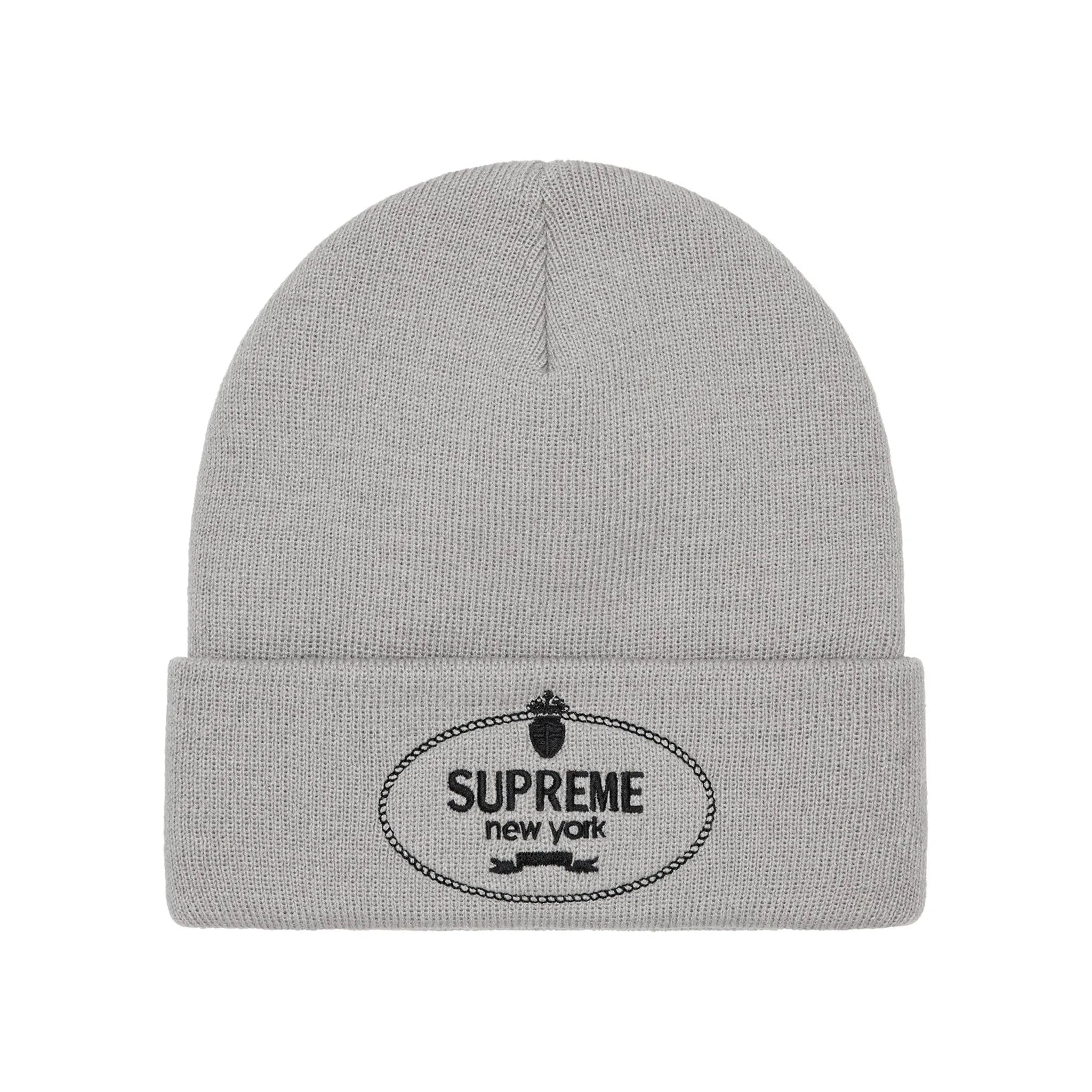 Supreme Crest Beanie Grey - Winter Warm Knit Hat for Men & Women - Perfect for Skiing, Snowboarding & Outdoor Activities