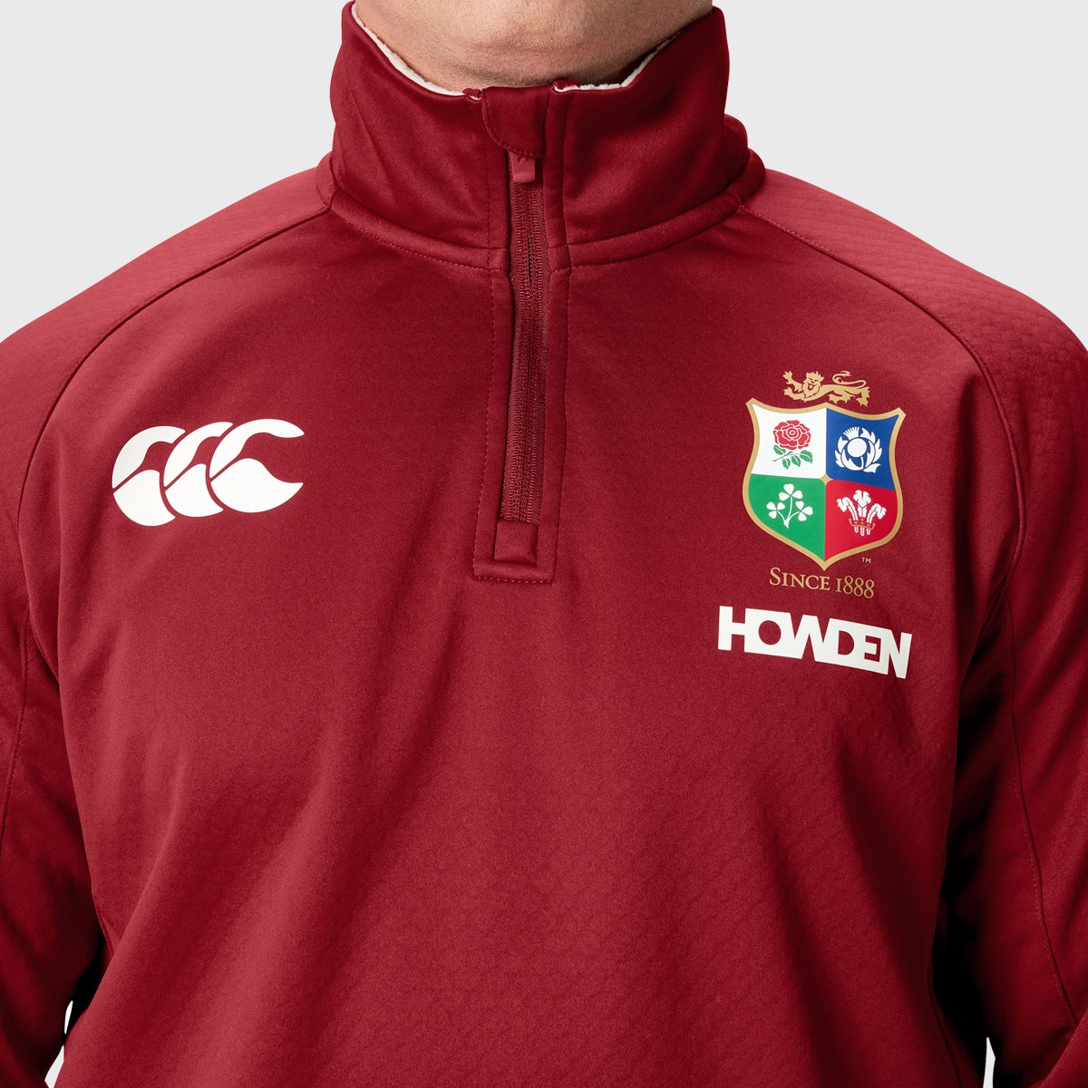 Canterbury British & Irish Lions Men's 1/4 Zip Fleece Jacket - Red Rugby Pullover for Training & Outdoor Activities