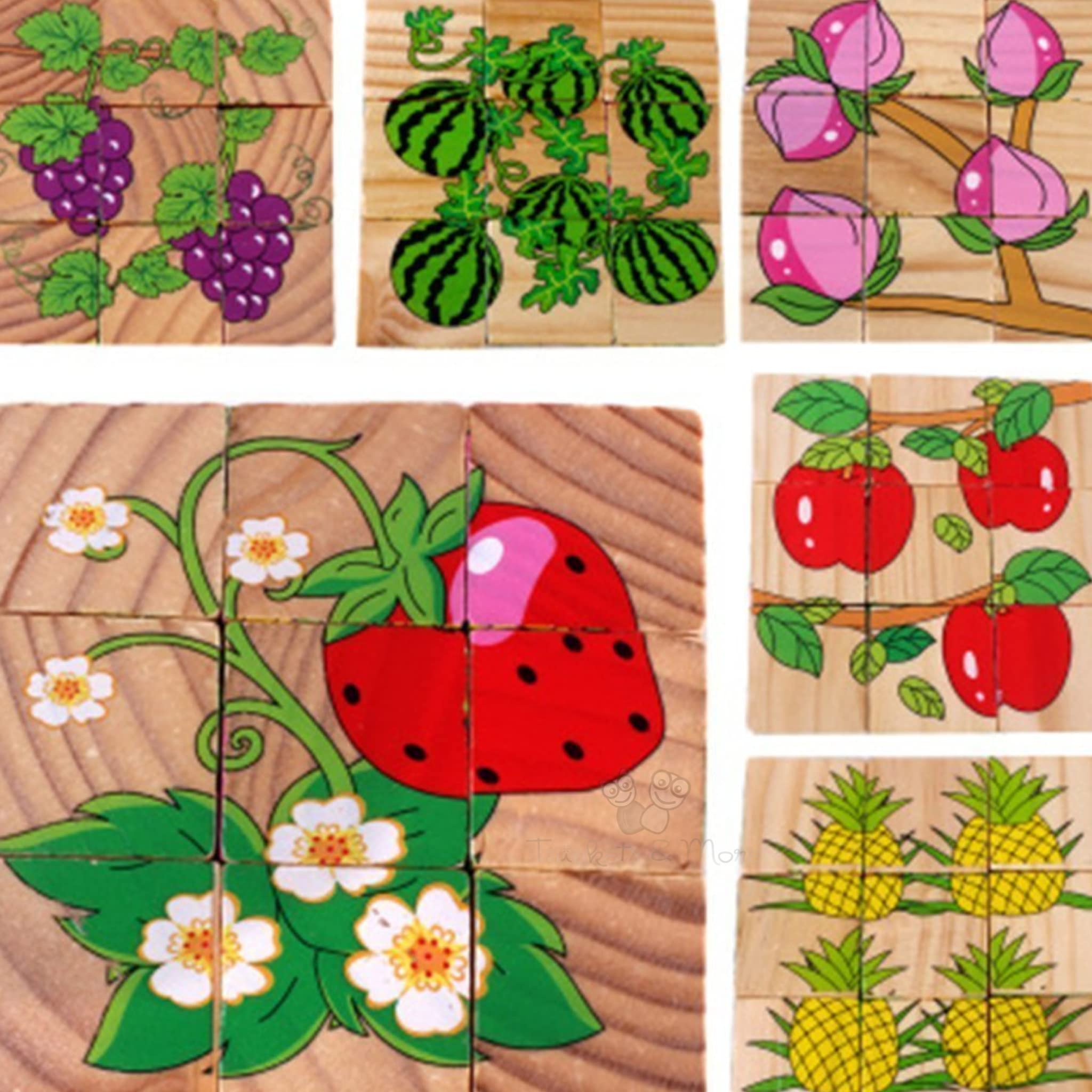 3D Wooden Puzzle Cube for Kids Ages 3+ - 6-Sided Fruit Themed Block Puzzle with 9 Pieces & Storage Tray | Educational Brain Teaser Toy for Toddlers | Perfect for Home Learning, Travel & Family Game Night