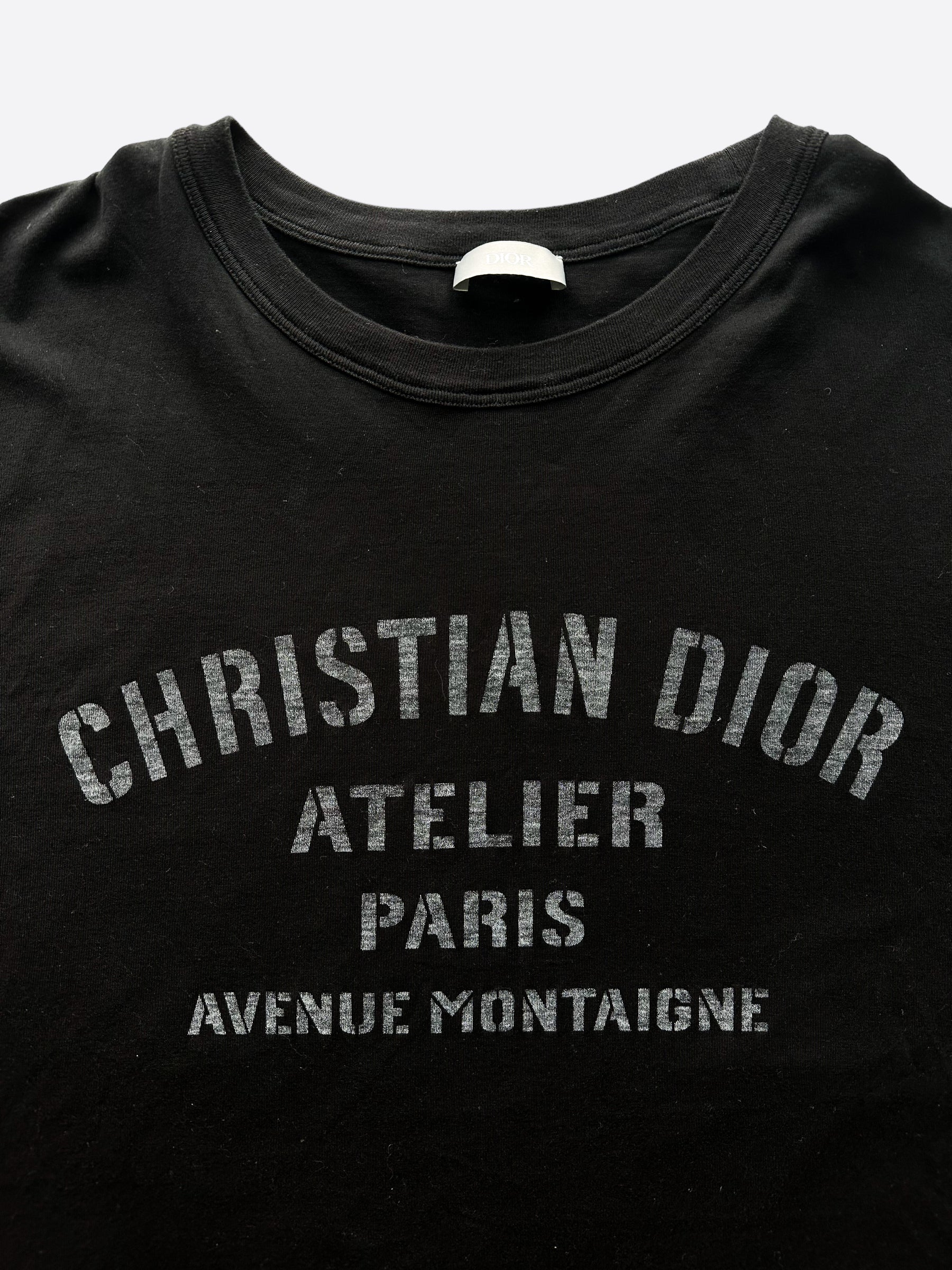 Dior Atelier Black Faded Logo T-Shirt for Men - Luxury Cotton Crewneck Tee | Casual Wear, Street Style & Everyday Outfits