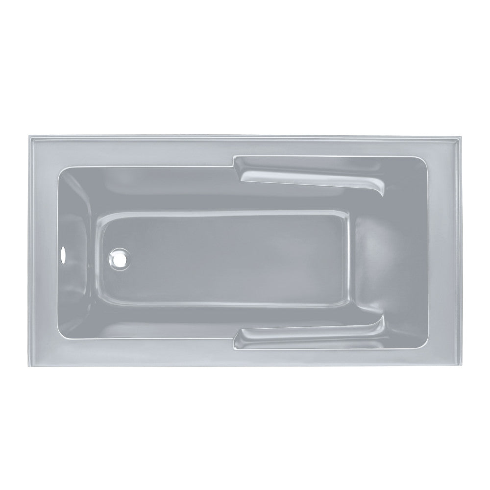 Voltaire 60 x 32 Inch Left Hand Drain Alcove Bathtub with Apron & Armrest - Matte Grey Finish for Modern Bathroom Renovation & Spa-Like Relaxation