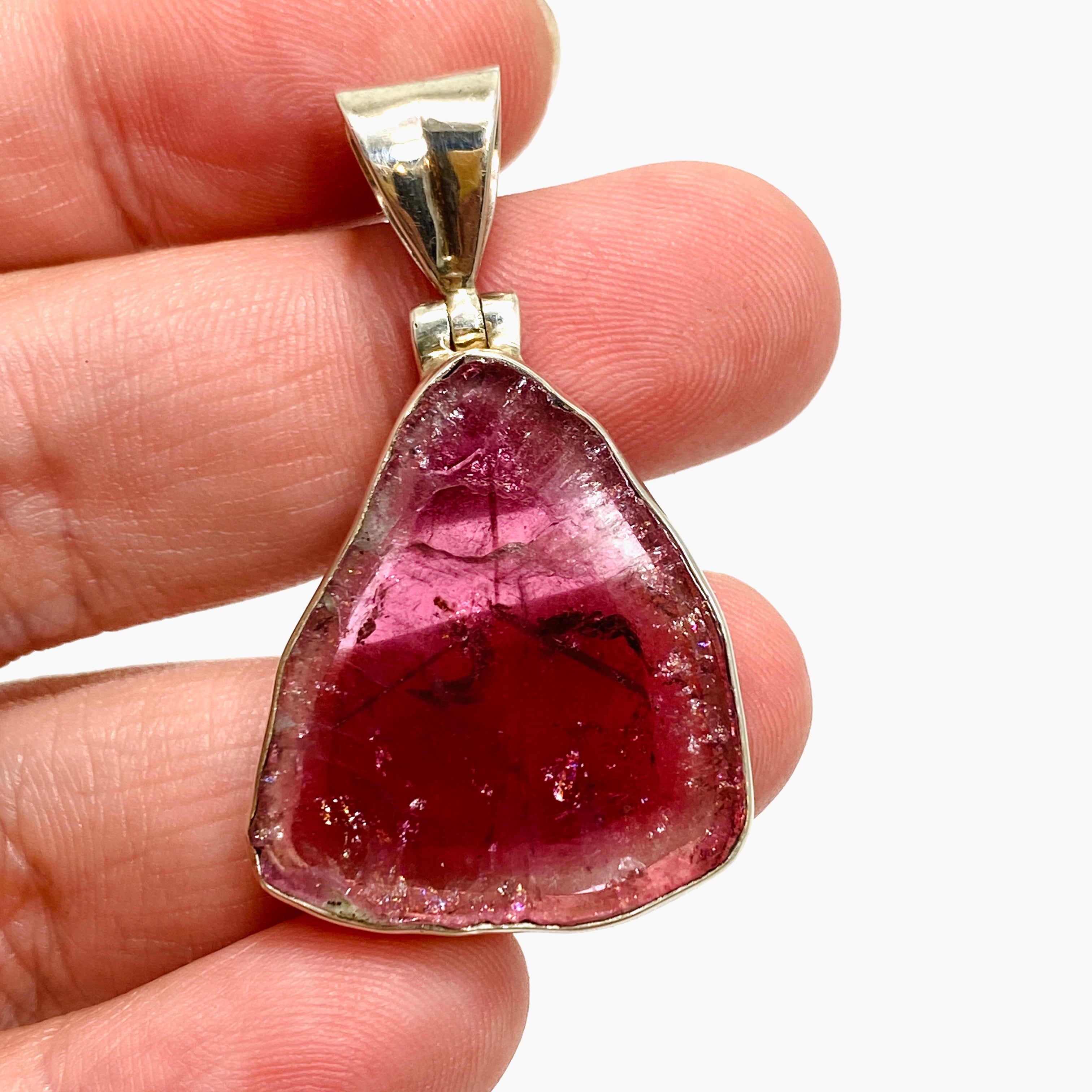 Natural Pink Tourmaline Gemstone Pendant - Large Slice Jewelry for Women (GPJ01) | Elegant Necklace for Everyday Wear, Gift Giving & Special Occasions