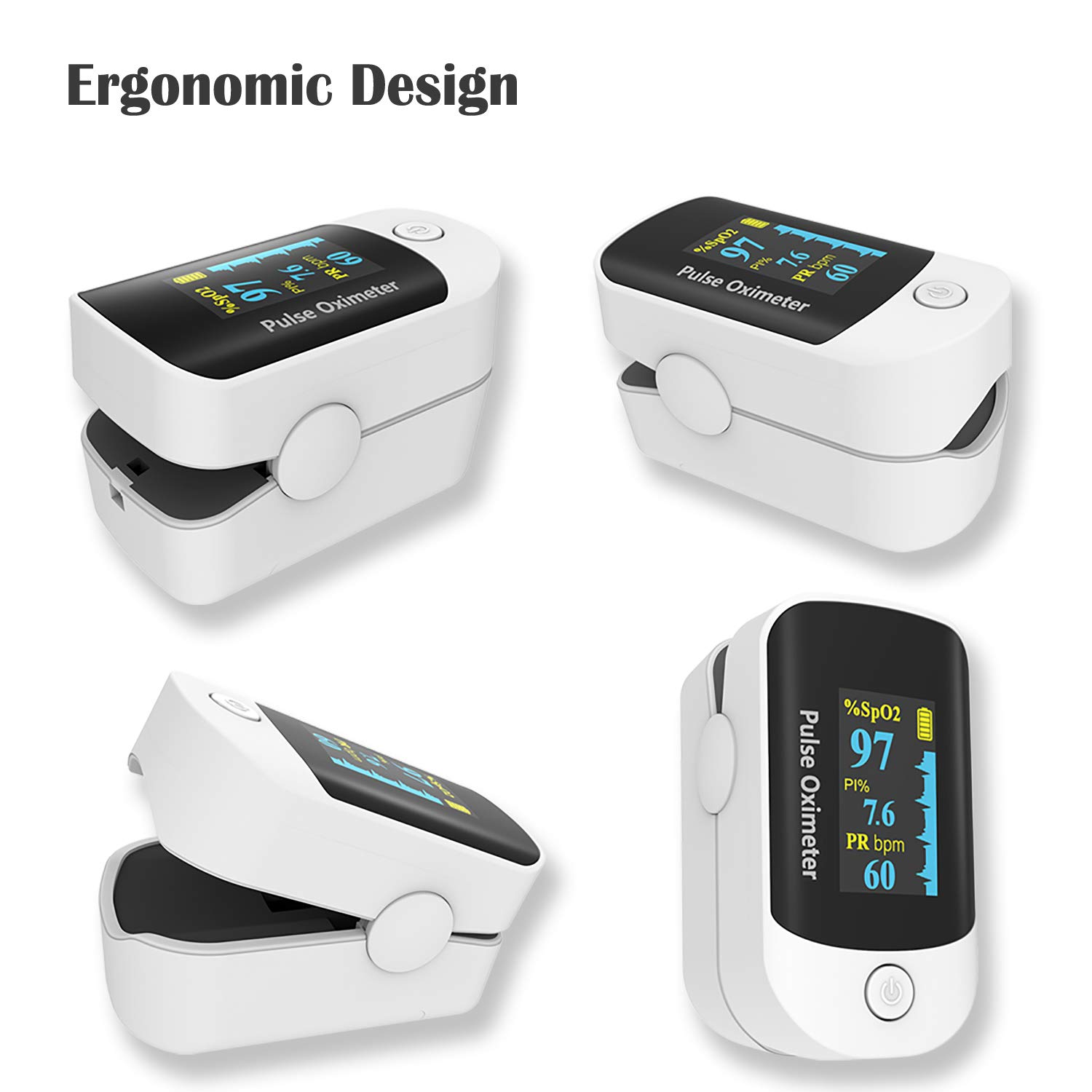 Pulse Oximeter for Adults - Fingertip Blood Oxygen Monitor with OLED Display, SpO2 & Heart Rate Tracking - Includes Carrying Case, Batteries & Lanyard - Perfect for Home Use, Travel & Fitness Monitoring