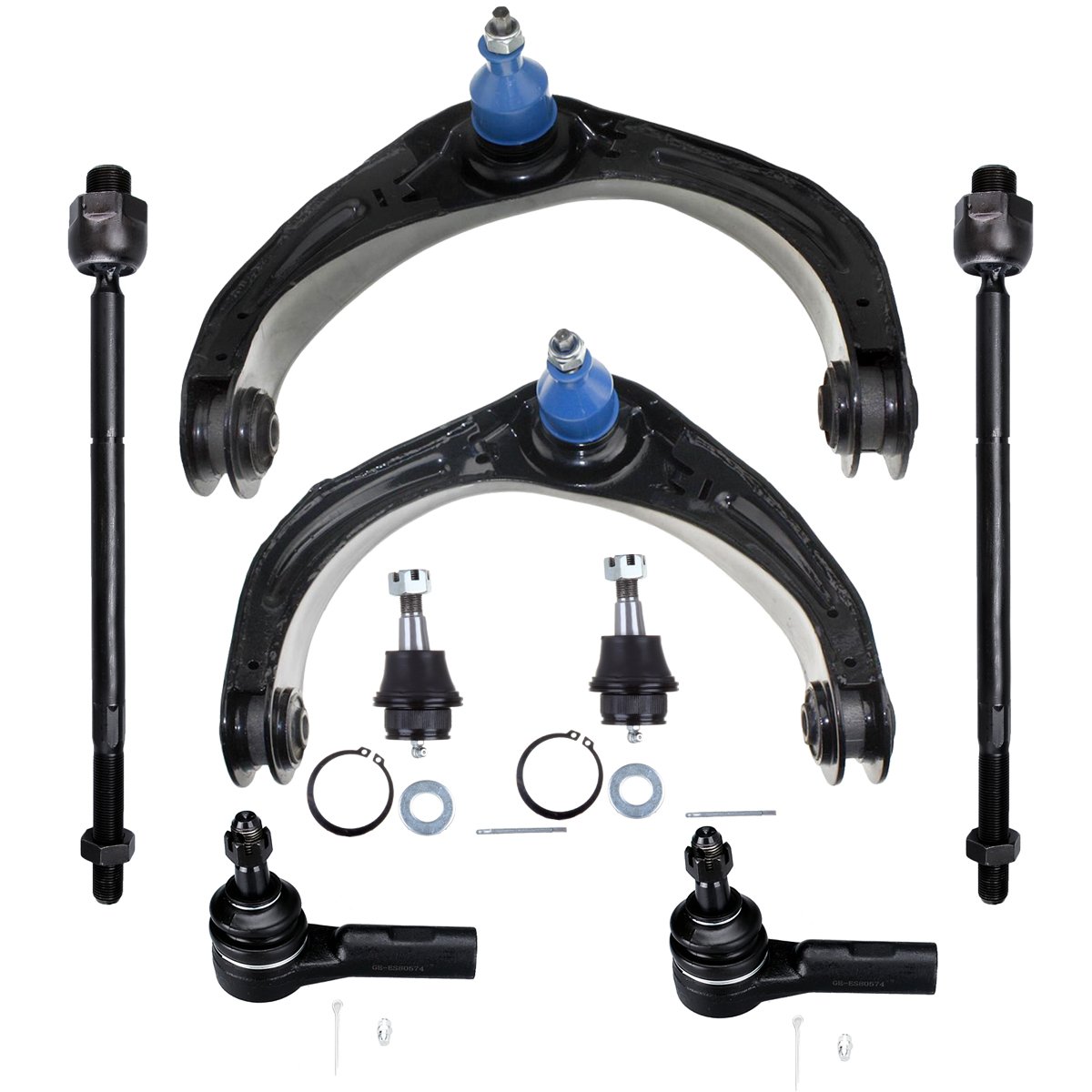 ECCPP Complete Control Arm Kit for 2006-2008 Dodge Ram 1500 - Includes Lower Ball Joints, Outer/Inner Tie Rod Ends, Upper Control Arms (5 Lug Wheels) - Perfect for Suspension Repair & Off-Road Upgrades