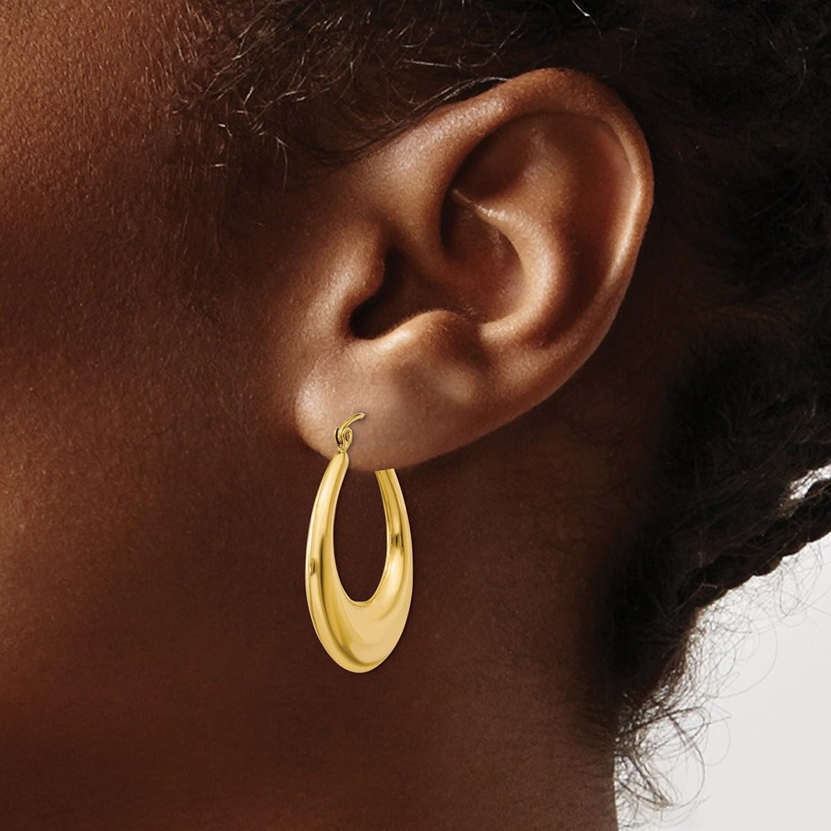 14K Yellow Gold Hollow Hinged Post Polished Hoop Earrings for Women - 30x4.5mm Wide, Lightweight & Comfortable - Perfect for Everyday Wear, Office, Parties & Special Occasions
