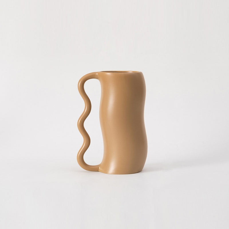 Lavender Wavy Ceramic Vase - Handmade Decorative Flower Pot for Home Decor, Wedding Centerpiece, Boho Farmhouse Style