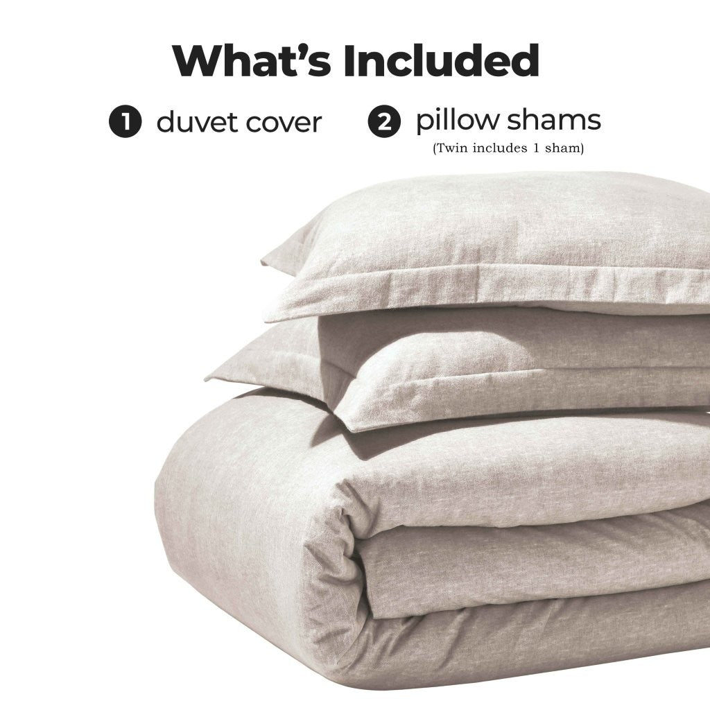 Soft & Cozy Melange Flannel Cotton Two-Tone Brushed Duvet Cover Set - King Size Bedding for Winter Warmth & Comfort