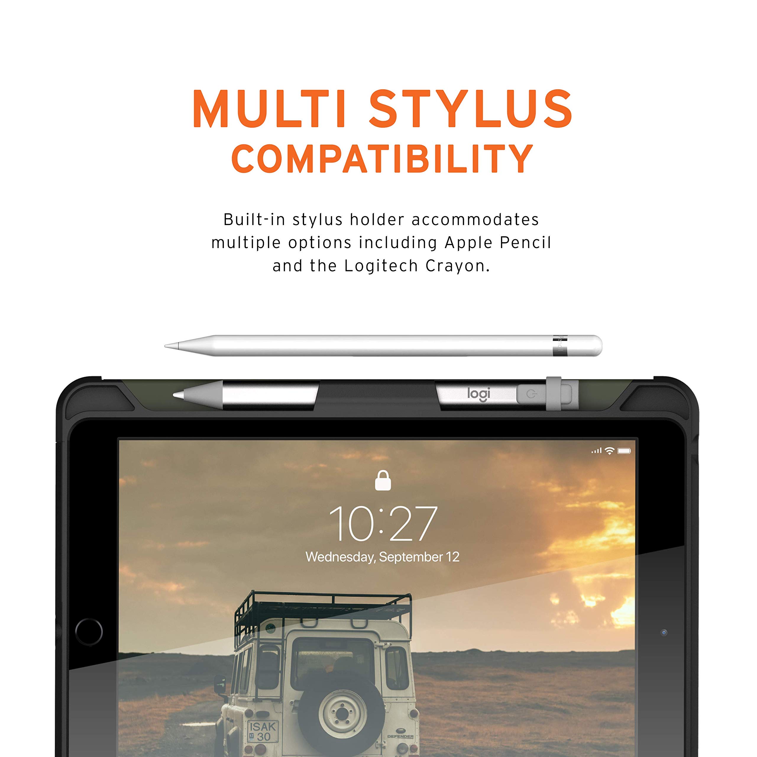 URGENT ARMOR GEAR UAG Rugged iPad Case for 10.2-inch iPad 9th/8th Generation (2021/2020) - Heavy Duty Protective Cover with Multi-Angle Stand, Pencil Holder & Folio Design | Perfect for Travel, Work & School | Black/Olive