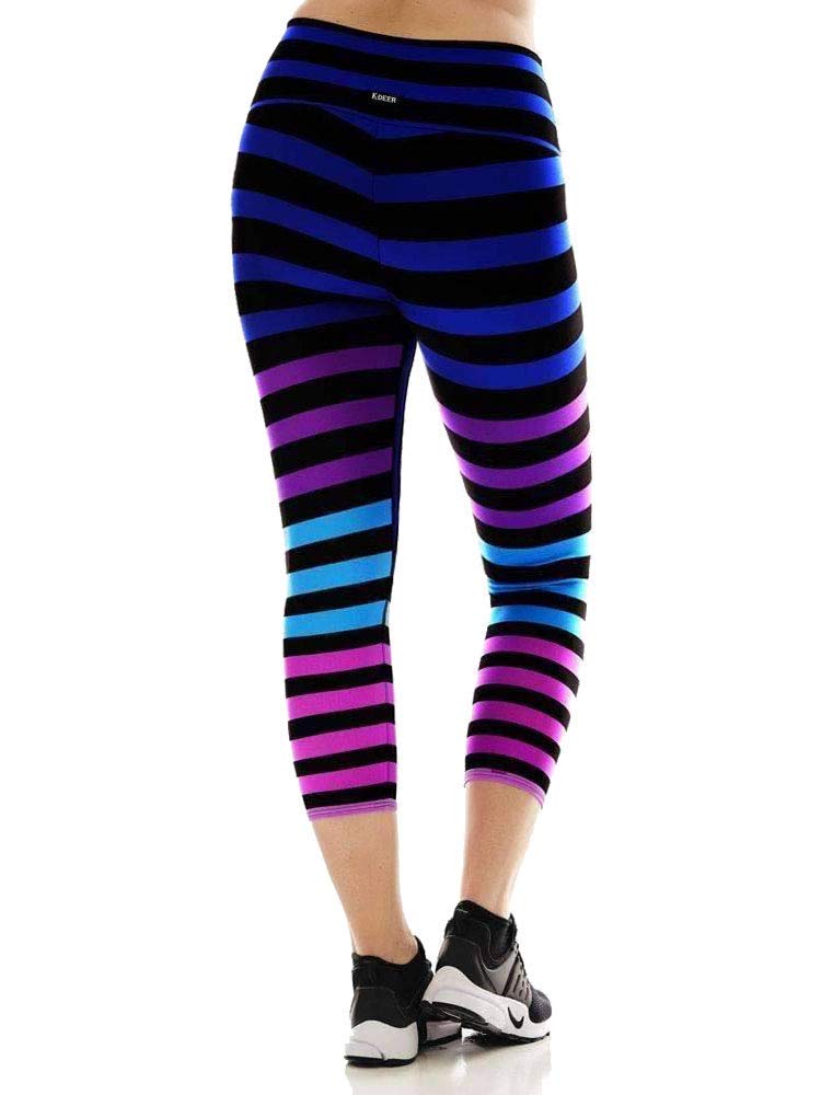 Signature Stripe Activewear Leggings for Women - High Waist Yoga Pants (Jamie/Capri Length, XX-Large) - Perfect for Gym, Running & Lounge Wear