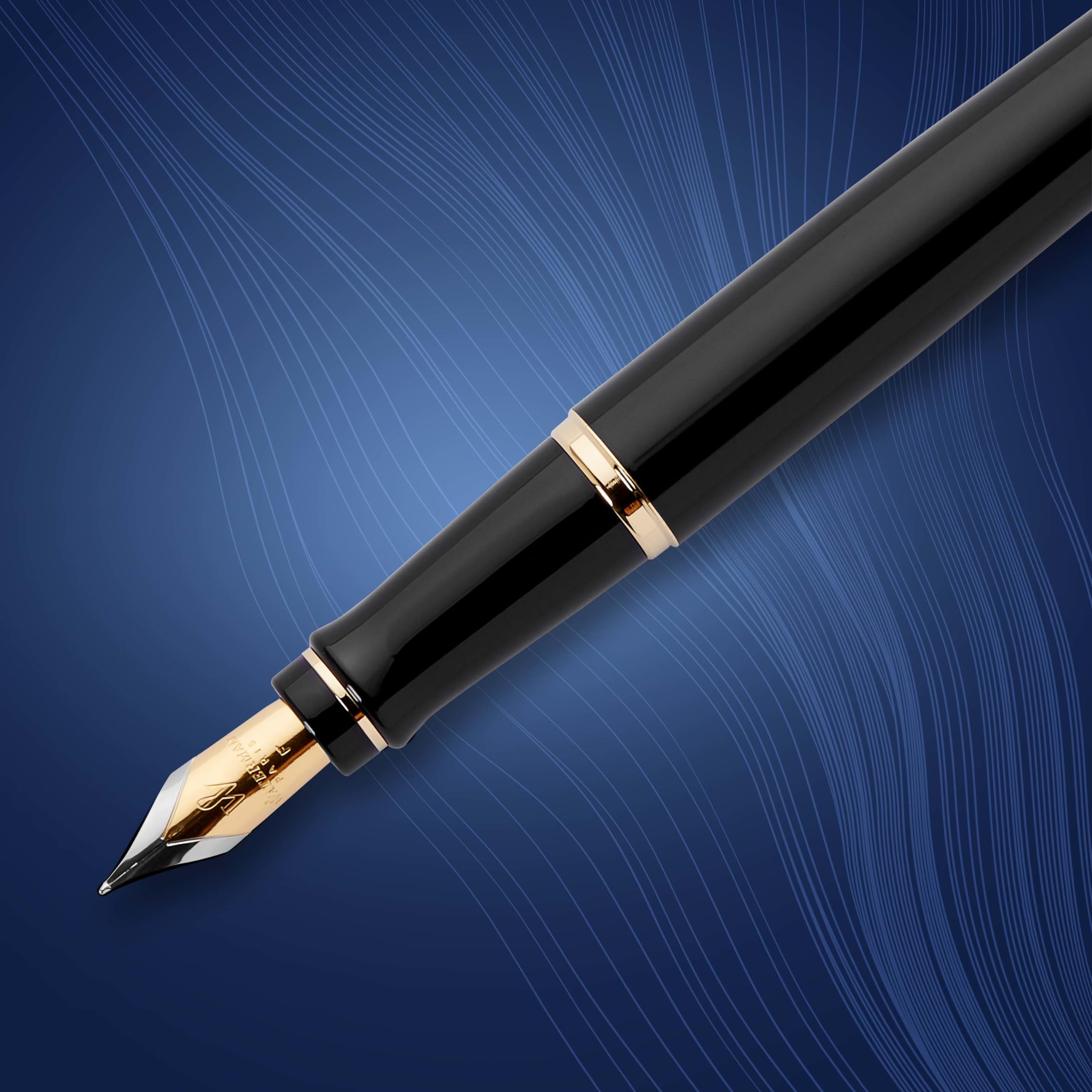 Waterman Expert Fountain Pen - Gloss Black with 23k Gold Trim, Medium Nib, Luxury Gift Box | Premium Writing Instrument for Business Professionals, Graduation Gifts & Collectors | Elegant Office Use & Special Occasions