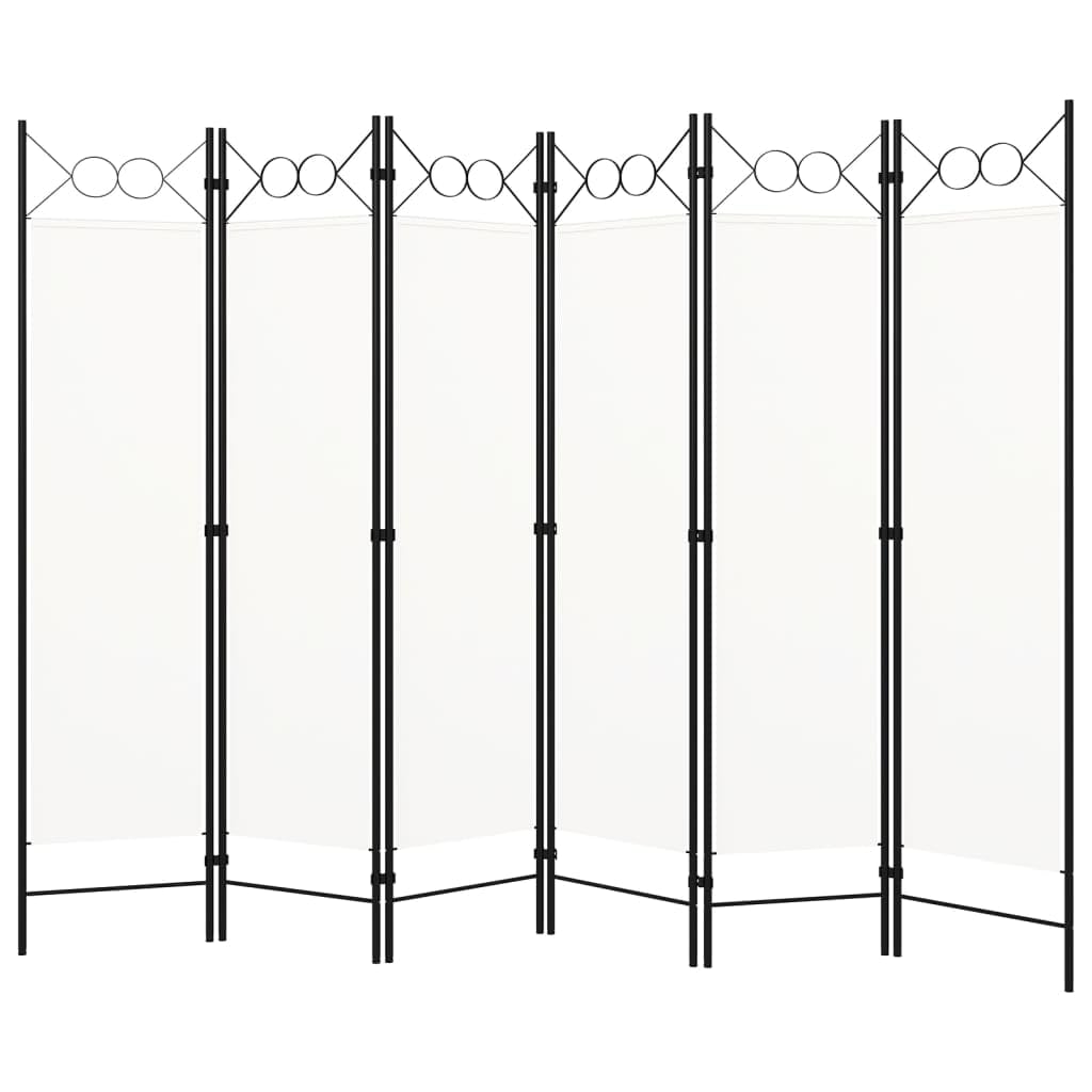 6-Panel White Room Divider Screen - 94.5