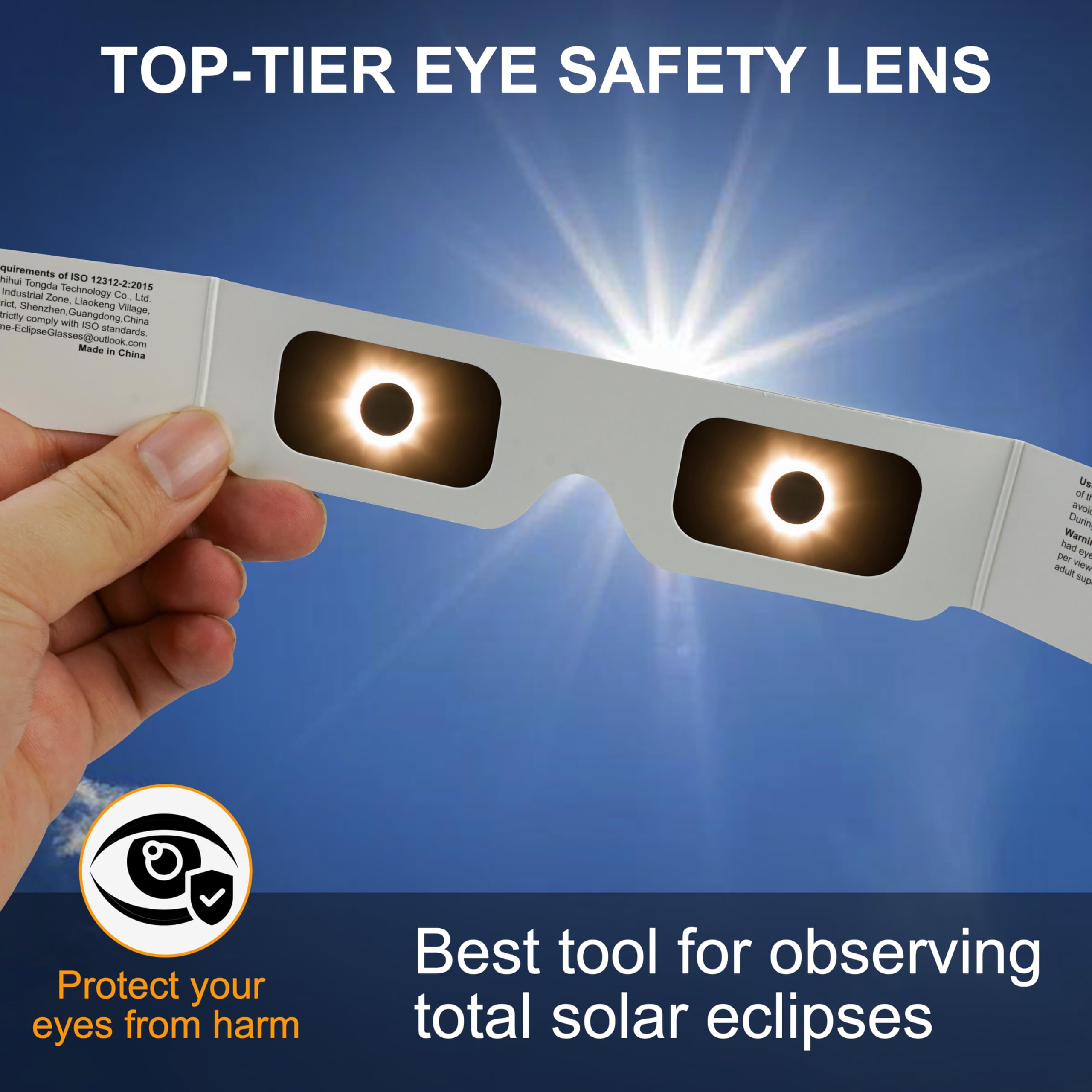 2024 AAS Approved Solar Eclipse Glasses - 12 Pack, ISO & CE Certified for Safe Sun Viewing - Perfect for Astronomy Events
