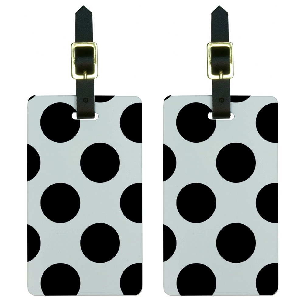 Black and White Polka Dot Luggage Tags - Durable Suitcase ID Tags for Travel, Carry-On Bags & Backpacks | Perfect for Airports, Vacations & Business Trips