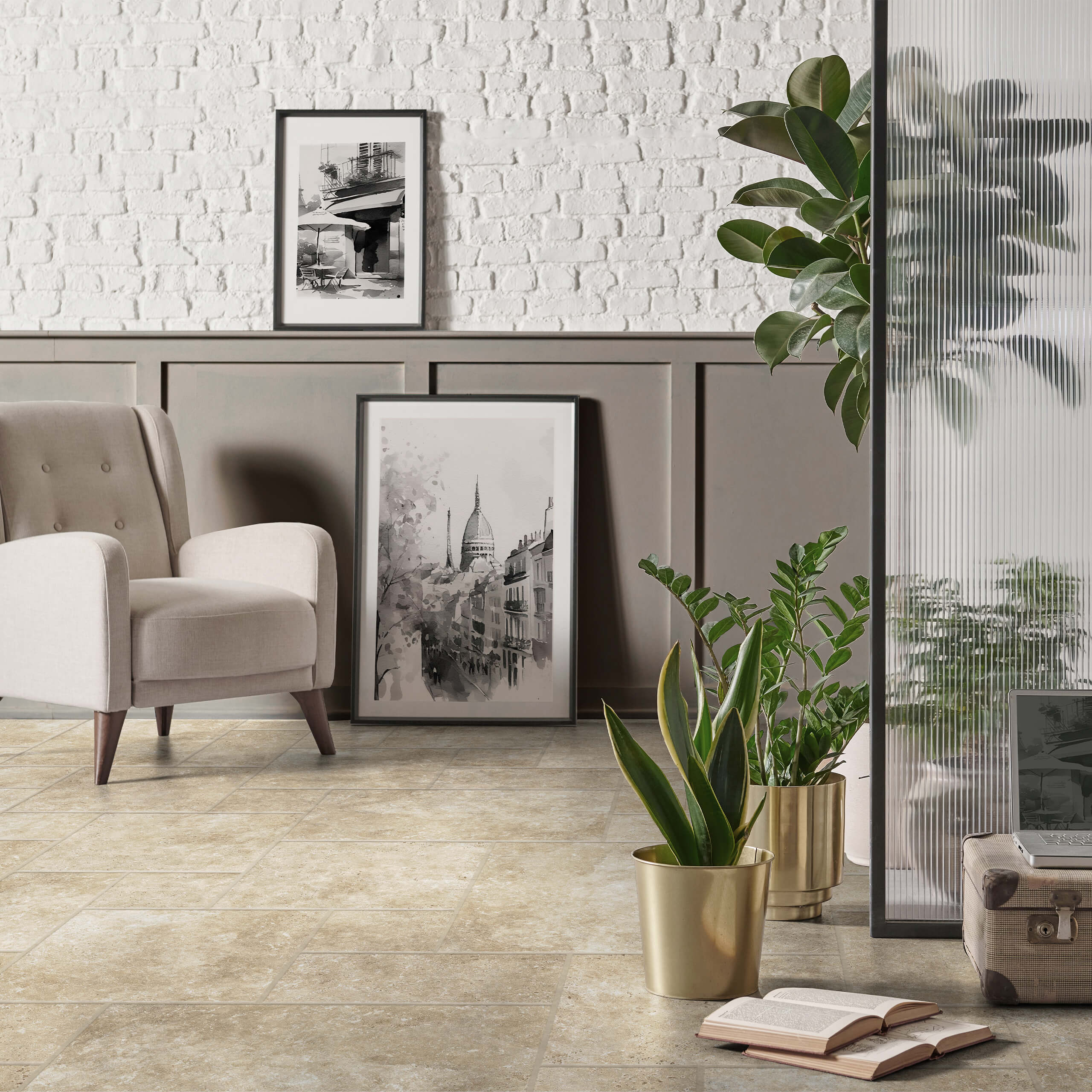 French Pattern Matt Beige Cantal - Elegant & Timeless Home Decor for Living Room, Bedroom & Office