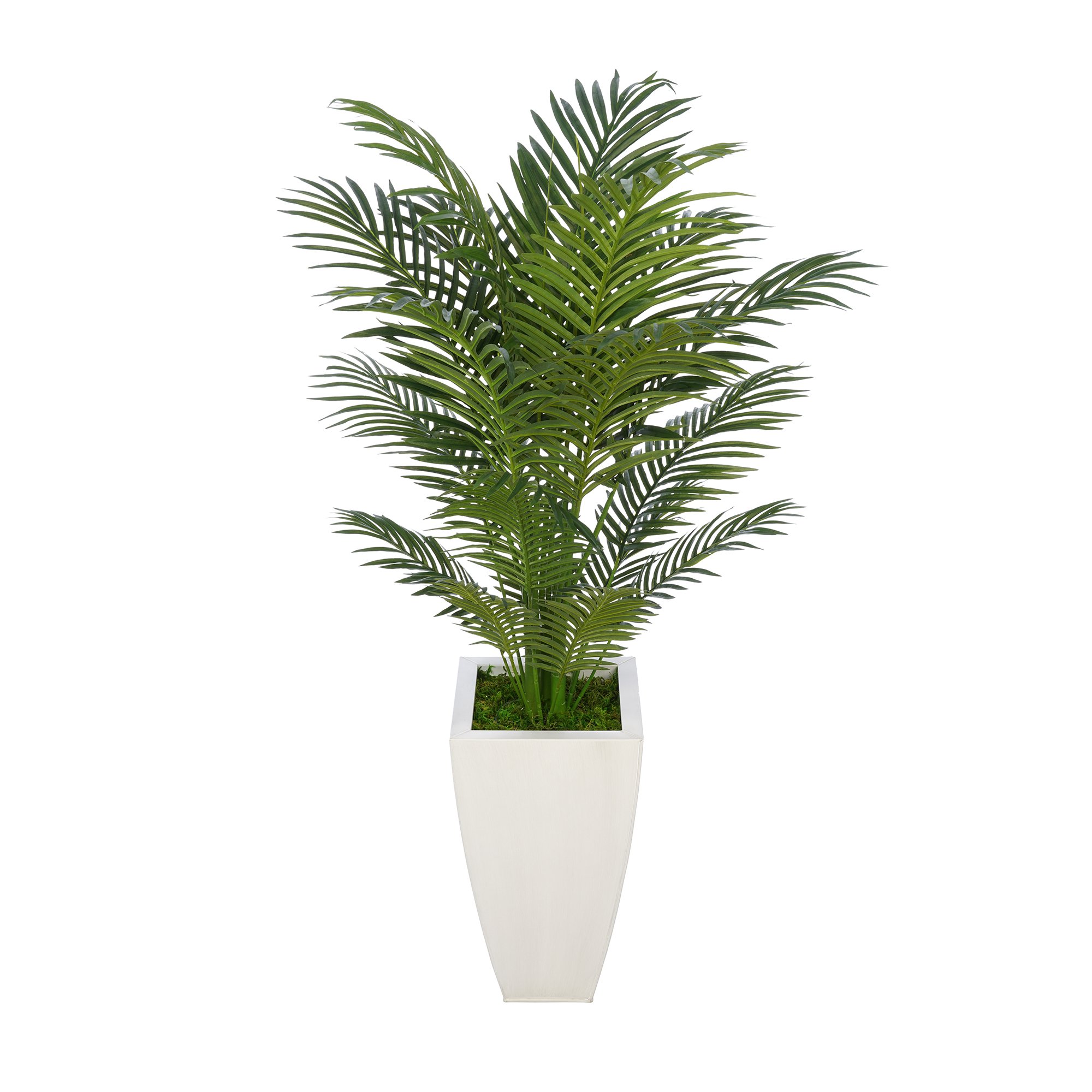 Premium 4.5ft Artificial Areca Palm Silk Tree in Cream Tapered Square Zinc Pot - Realistic Faux Indoor Plant for Home Decor, Office, Living Room & Wedding Centerpiece