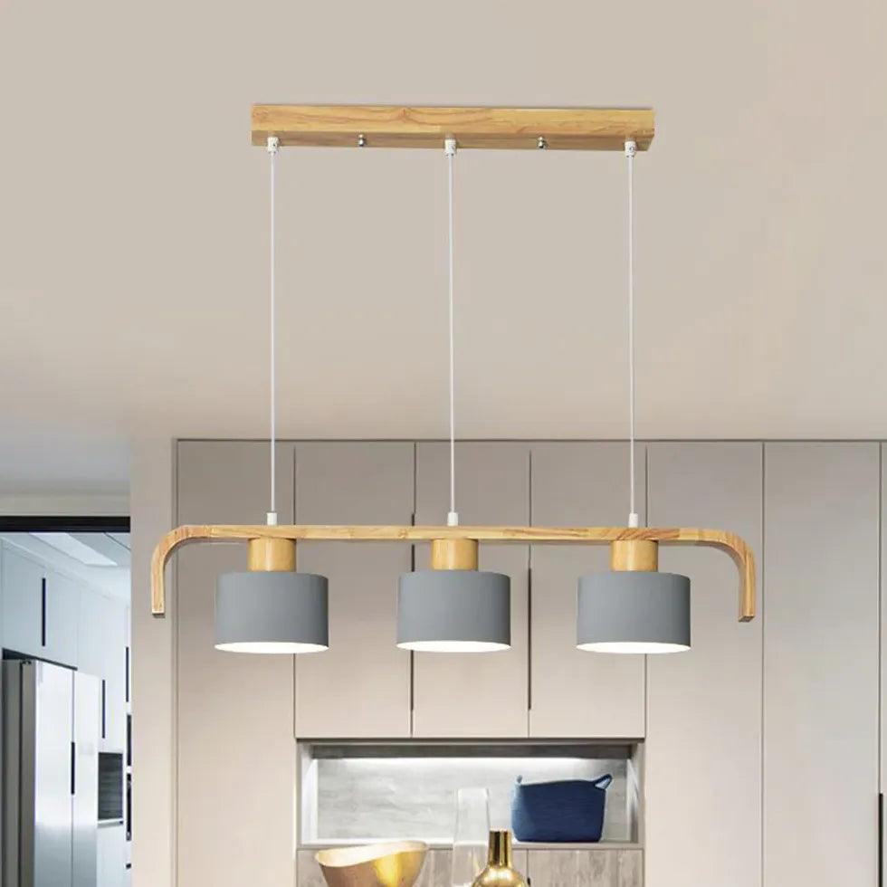 Modern Wooden Pendant Light for Dining Room - Segmented Design, Farmhouse & Rustic Chandelier - Perfect for Kitchen Island, Breakfast Nook & Entryway Lighting