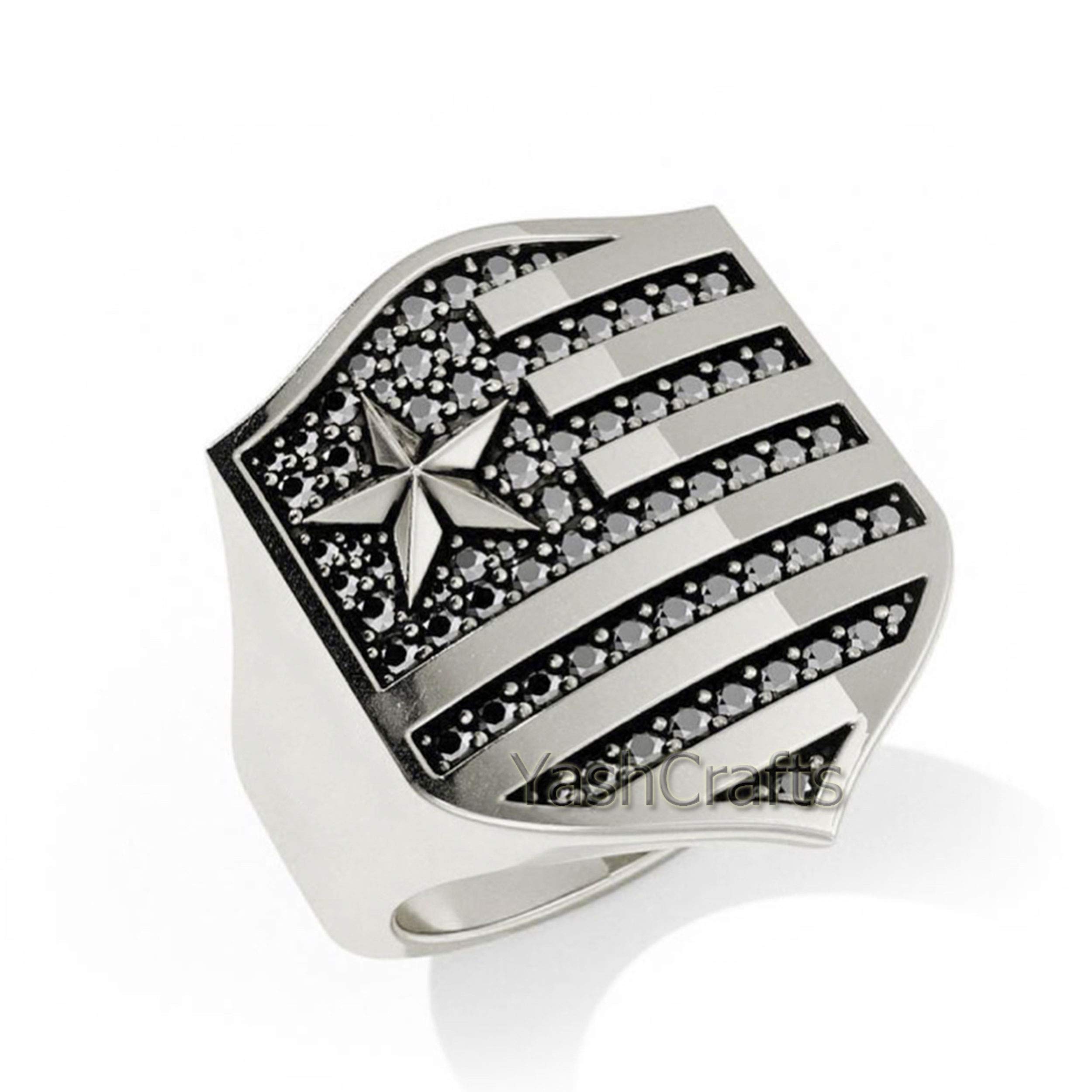 Handmade USA Flag Ring for Men - Patriotic American Flag Jewelry, Signet Ring Gift for Boyfriend, Father & Kids | Perfect Independence Day Gift, Superhero & Cool Present for Him - Great for Holidays, Parties & Everyday Wear
