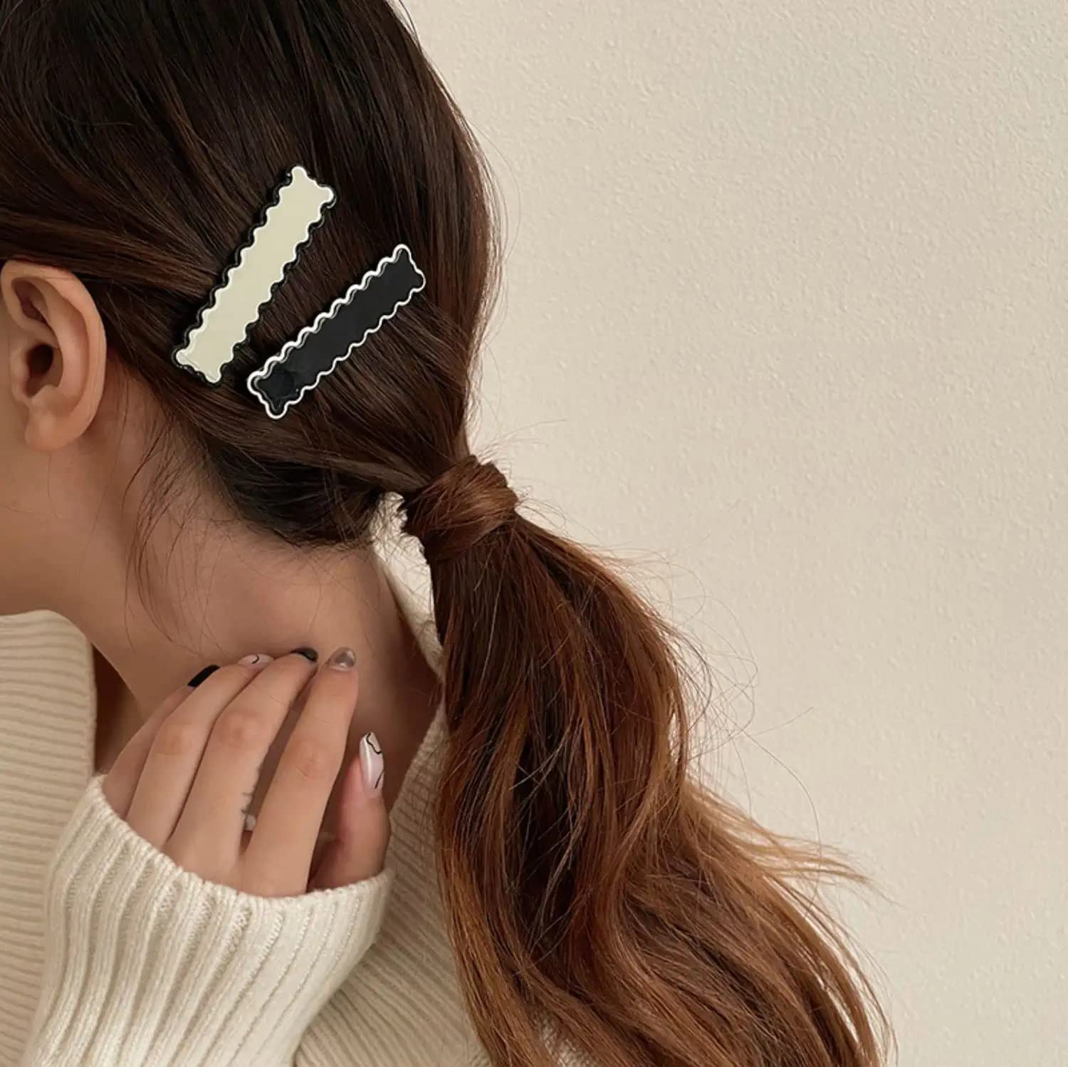 10 PCS No Bend Hair Clips - Fashion Black & White Hair Barrettes for Women, Non-Slip Hair Pins, Acrylic Hair Accessories - Perfect for Daily Styling, Work, Parties & Special Occasions