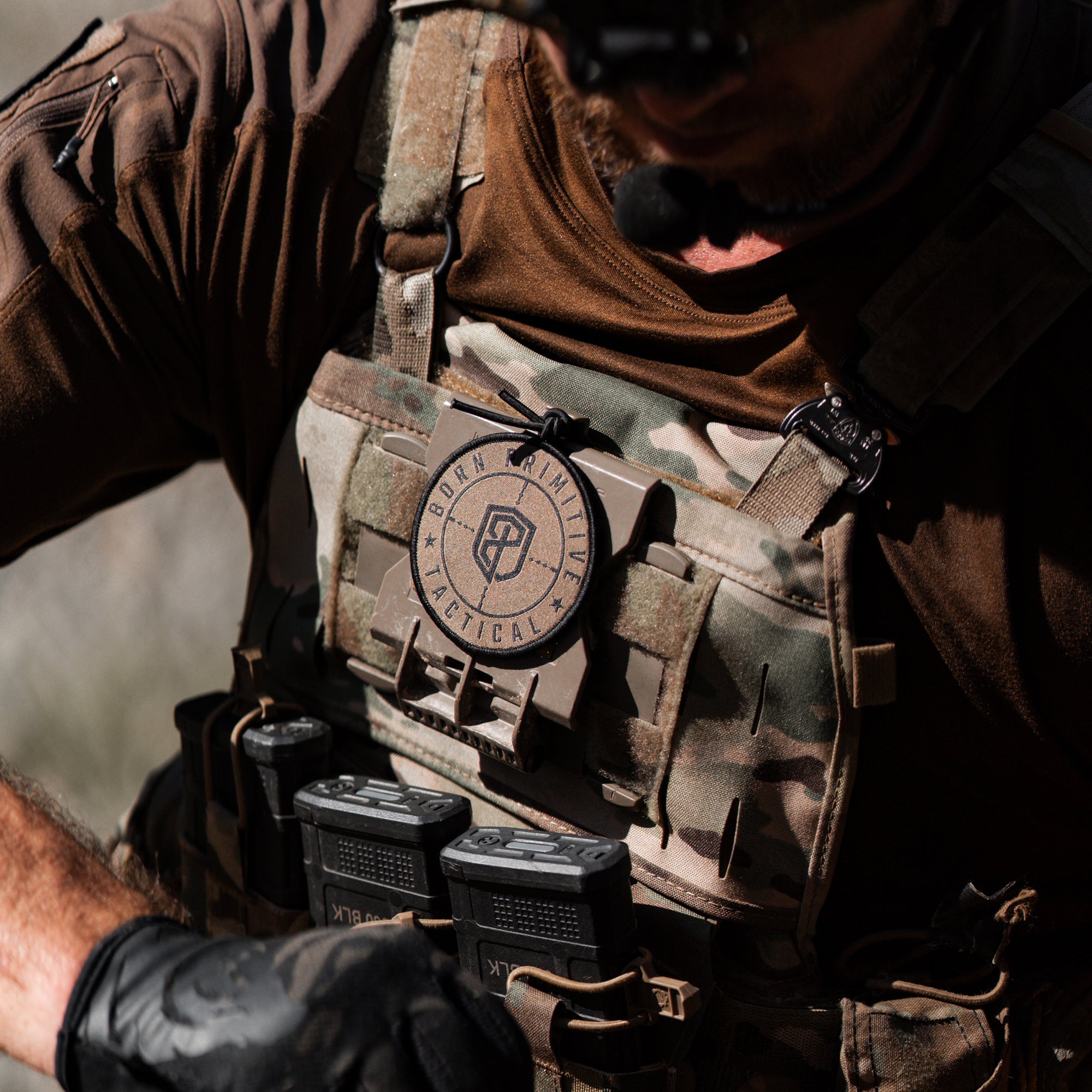 Born Primitive Tactical Velcro Patch - Coyote Brown | Hook and Loop Morale Patch for Military, Tactical Gear & Backpacks | Perfect for Outdoor, Airsoft & Cosplay