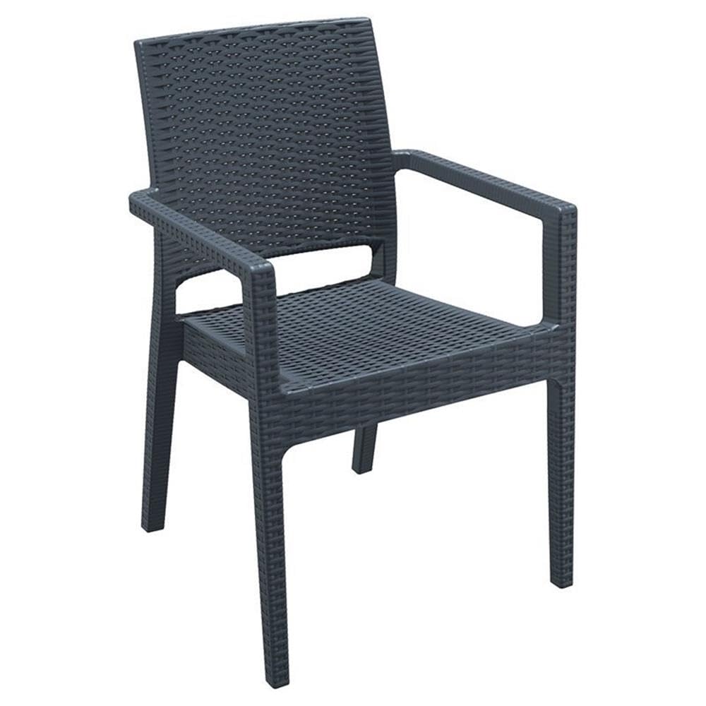 Dark Gray Compamia Ibiza Patio Dining Arm Chairs (Set of 2) - Outdoor Furniture for Garden, Poolside, and Backyard Relaxation