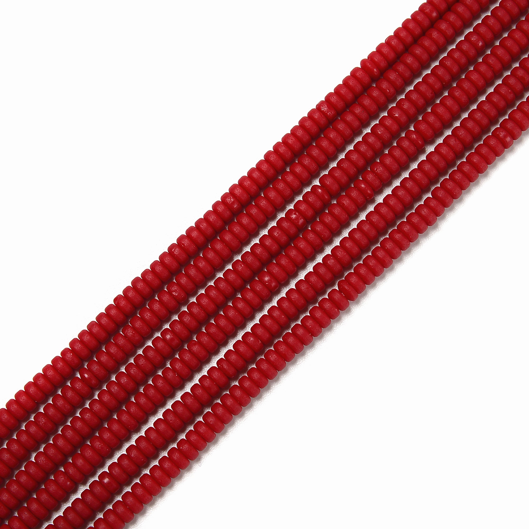 Dark Red Matte Glass Crystal Rondelle Beads 2x4mm - 15.5 Inch Strand for Jewelry Making, DIY Bracelets & Necklaces