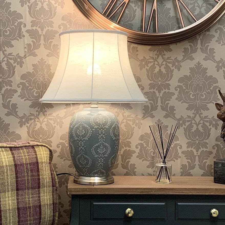 Burford Grey Ceramic Table Lamp - Modern Home Decor for Living Room, Bedroom & Office - Stylish Lighting for Reading & Relaxation