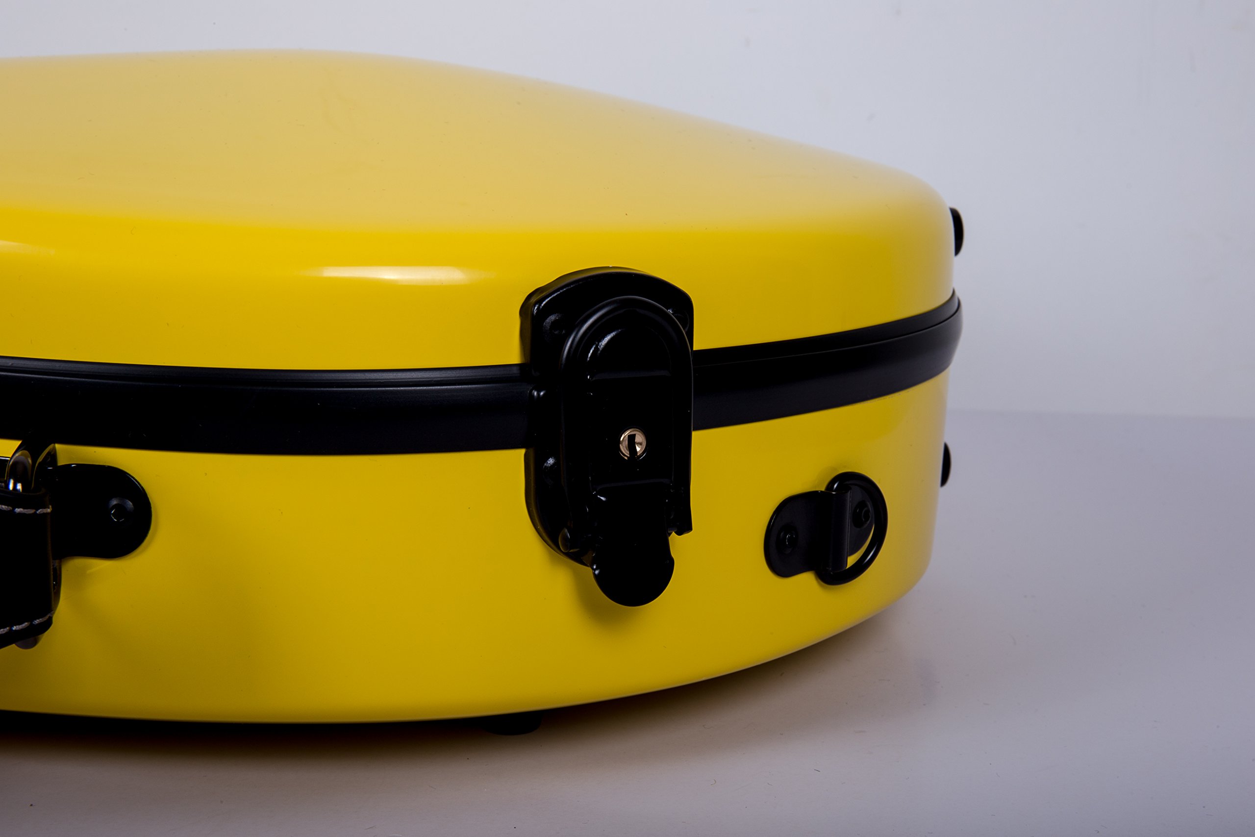 Crossrock F Style & A Style Mandolin Hard-Shell Fiberglass Case with Padded Backpack Straps - Yellow | Durable Protection for Travel, Performances & Storage