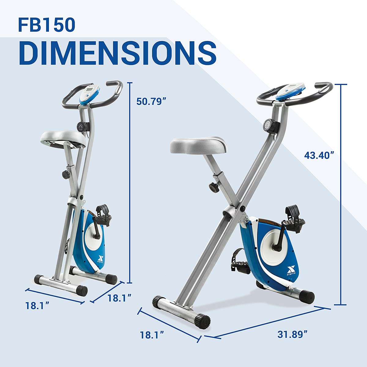 XTERRA Fitness Folding Exercise Bike for Home Workouts - 225 LB Weight Capacity - Compact Cardio Machine for Small Spaces & Apartment Gym
