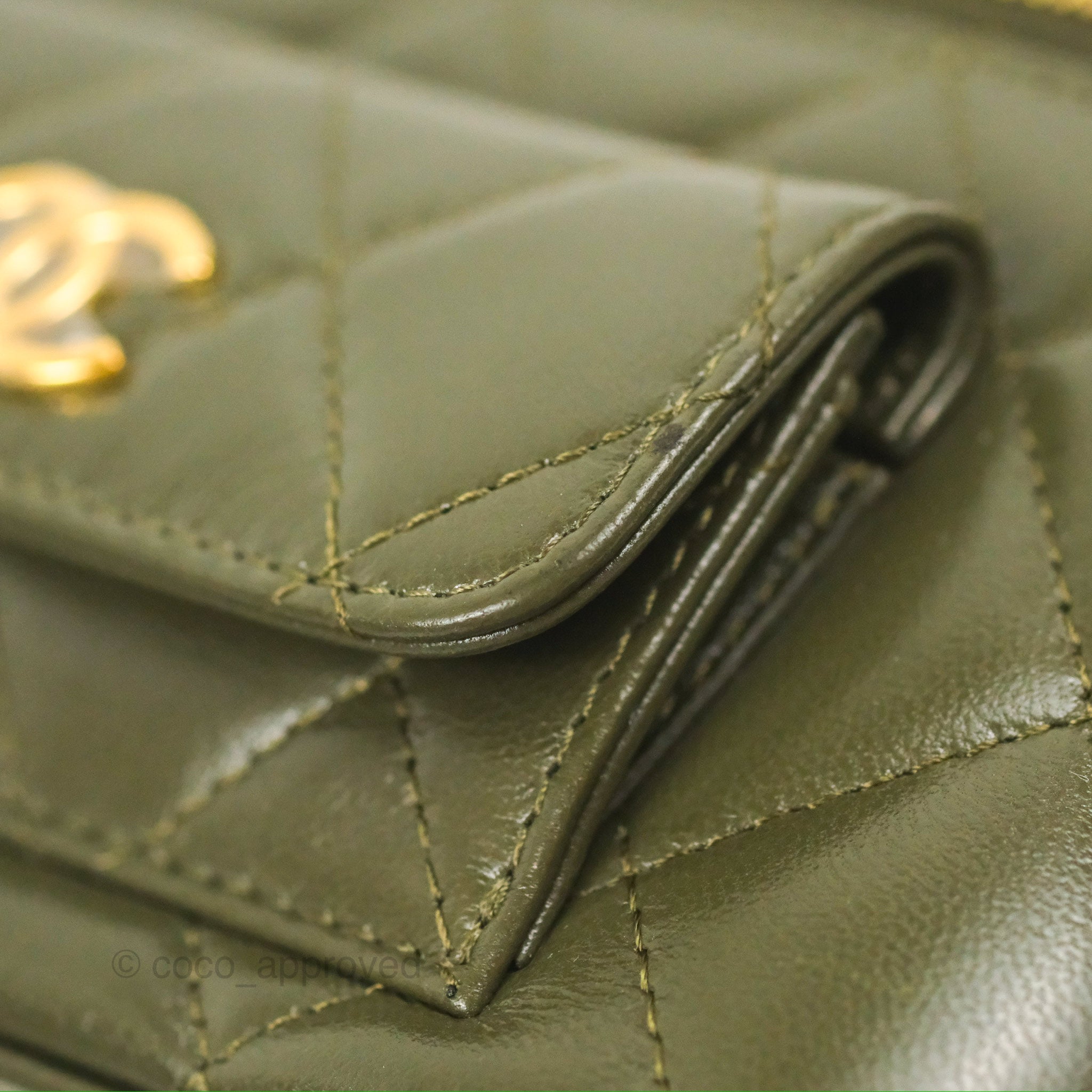 Chanel 22K Khaki Green Lambskin Cargo Pocket Top Handle Vanity Bag with Chain - Luxury Crossbody Purse for Women, Perfect for Date Night & Evening Events