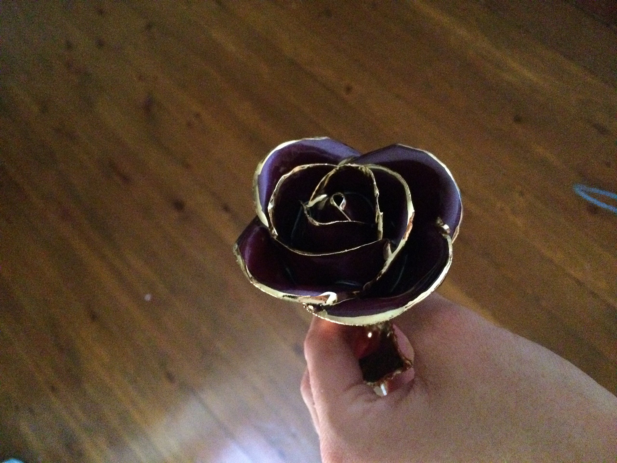 Eternal Purple Rose with Gold Trim - Real Preserved Flower for Home Decor, Wedding Centerpieces & Romantic Gifts