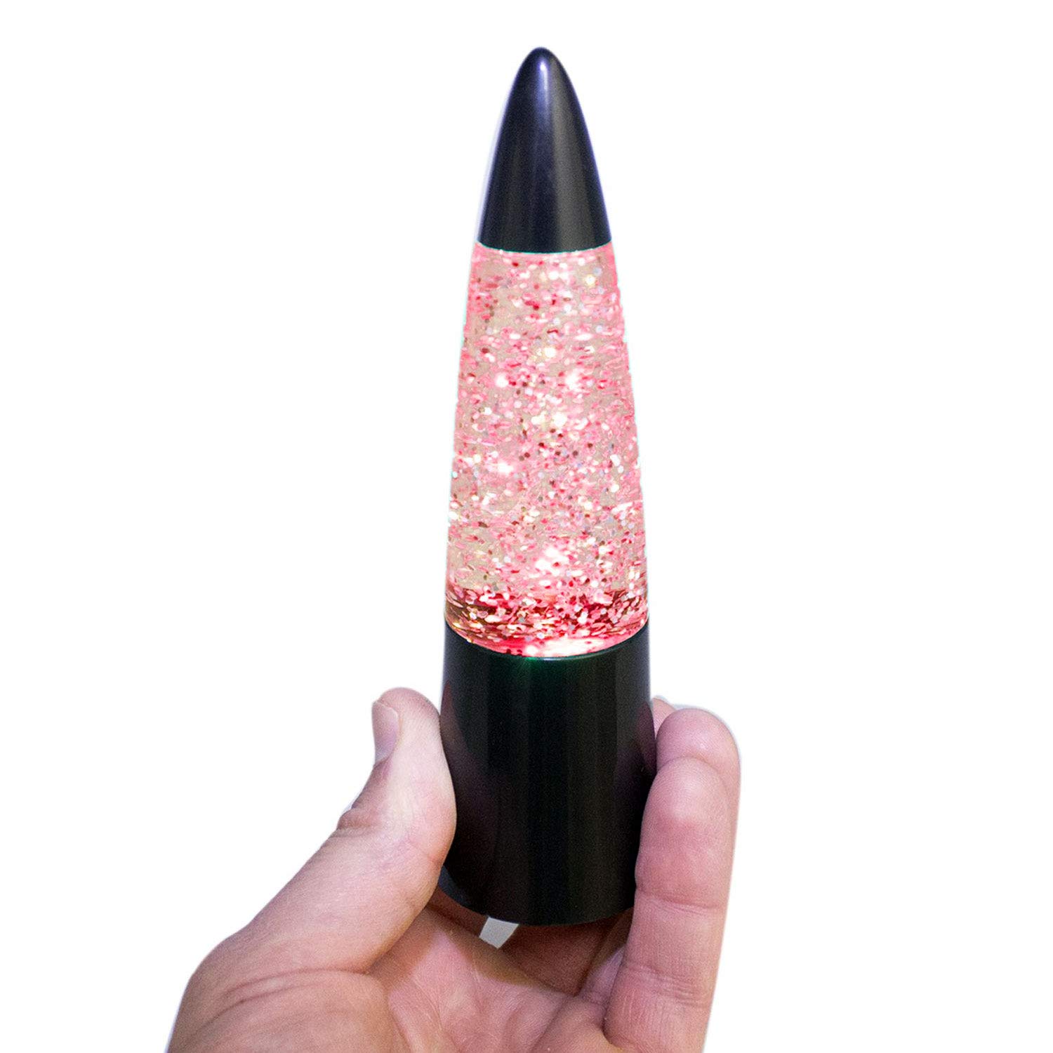 Playlearn 16cm Color Changing Shake & Shine Mini Glitter Lava Lamp - Sensory Toy for Kids & Adults, Tornado Lamp for Bedroom Decor - Perfect for Relaxation, Stress Relief and Night Light