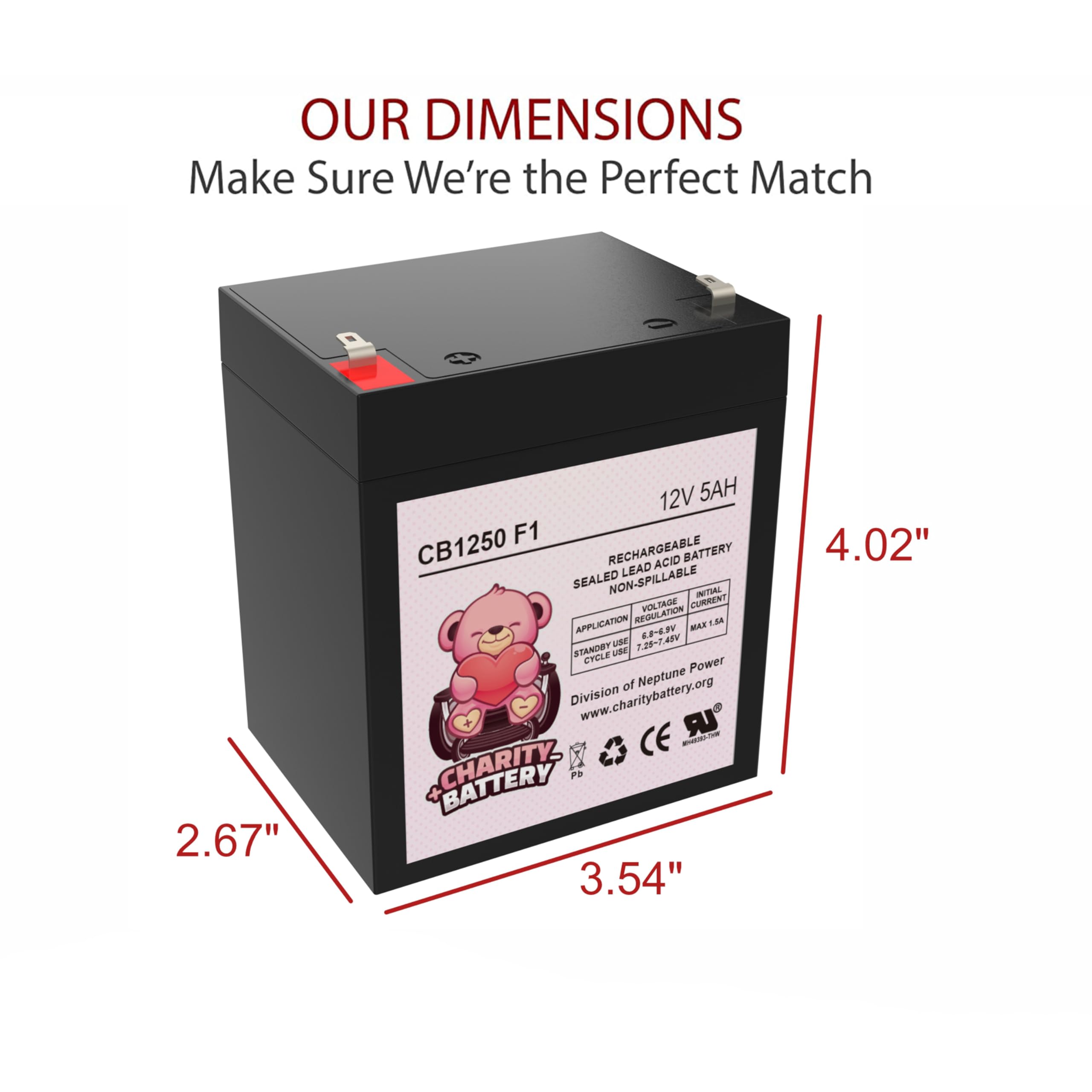 CB1250 12V 5Ah SLA Replacement Battery for EW-280 Electric Scooter & Power Wheels - 2 Pack - Perfect for Kids Ride-On Toys & Mobility Scooters