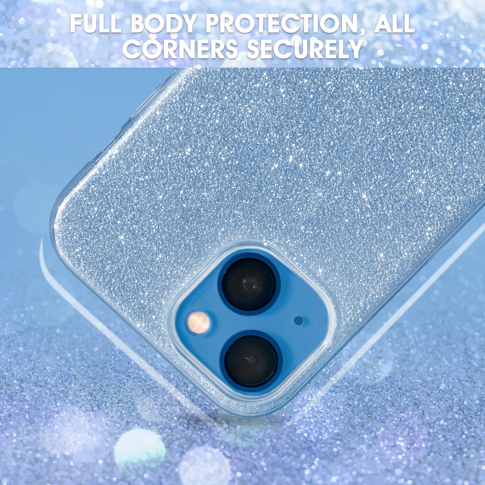MILPROX iPhone 13 Case (2021) - Sparkly Glitter Shiny Protective Cover with 3-Layer Shockproof Design | Compatible with iPhone 13 6.1