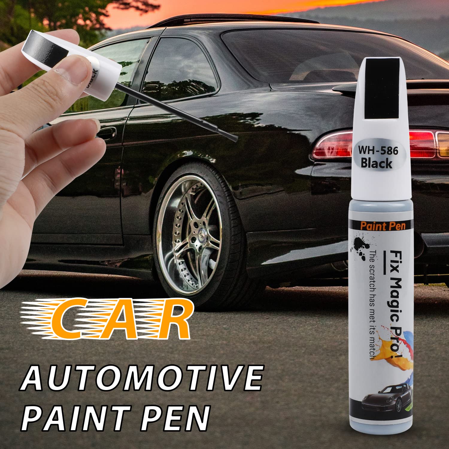 Car Touch Up Paint Pen - Scratch Repair Kit for Automotive Paint (Black) | Easy DIY Car Scratch Remover for Cars, Trucks & SUVs - Perfect for Small Scratches & Chips