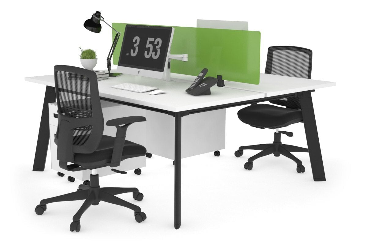 2 Person Workstation Black Frame - 1400L x 800W with Cable Management | Dual Office Desk for Home & Business | Perfect for Shared Workspaces & Collaborative Environments