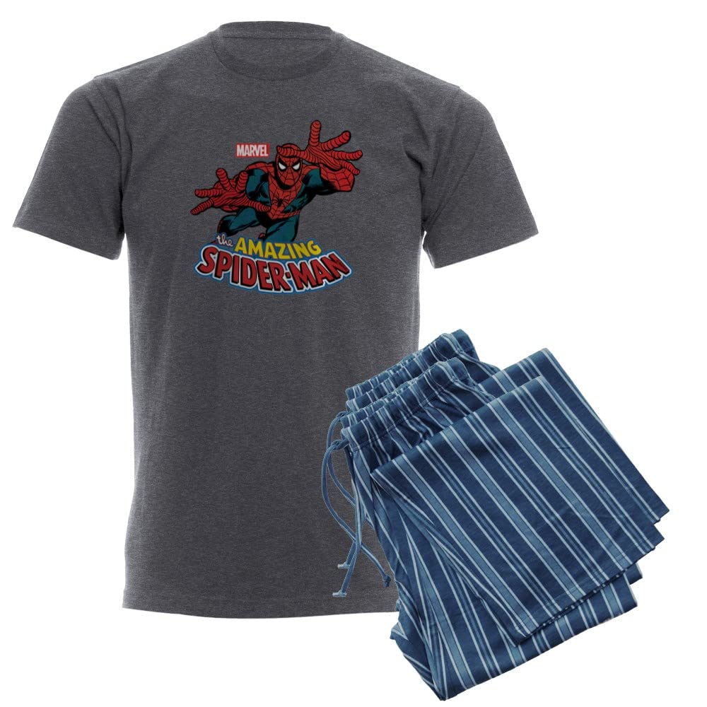 The Amazing Spiderman Men's Charcoal Pajama Set - Soft Cotton Sleepwear for Superhero Fans | Perfect for Lounging, Movie Nights & Comic Conventions