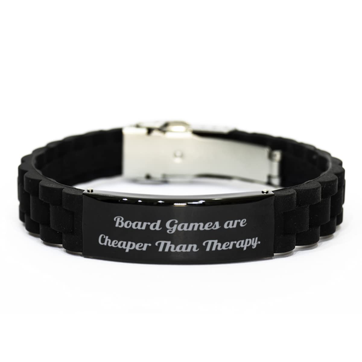 Black Glidelock Clasp Bracelet with Board Game Theme - Perfect Gift for Friends & Holiday Parties - Fun Conversation Starter for Game Nights & Social Gatherings