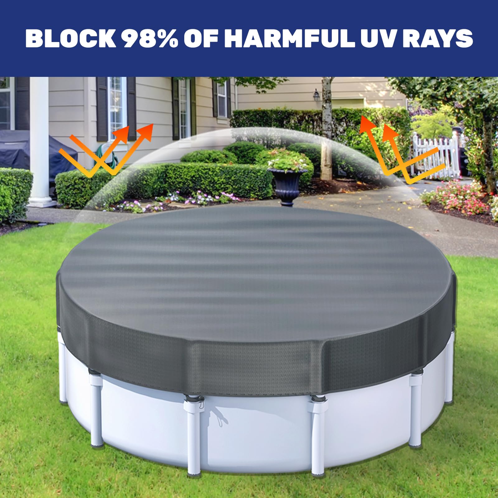 10 ft Round Winter Pool Cover for Metal Frame Above Ground Pools - Heavy Duty Windproof Design Fits Intex/Bestway Frame Pools - Durable Outdoor Swimming Pool Protection (Black) | Perfect for Winter Storage & Year-Round Pool Protection