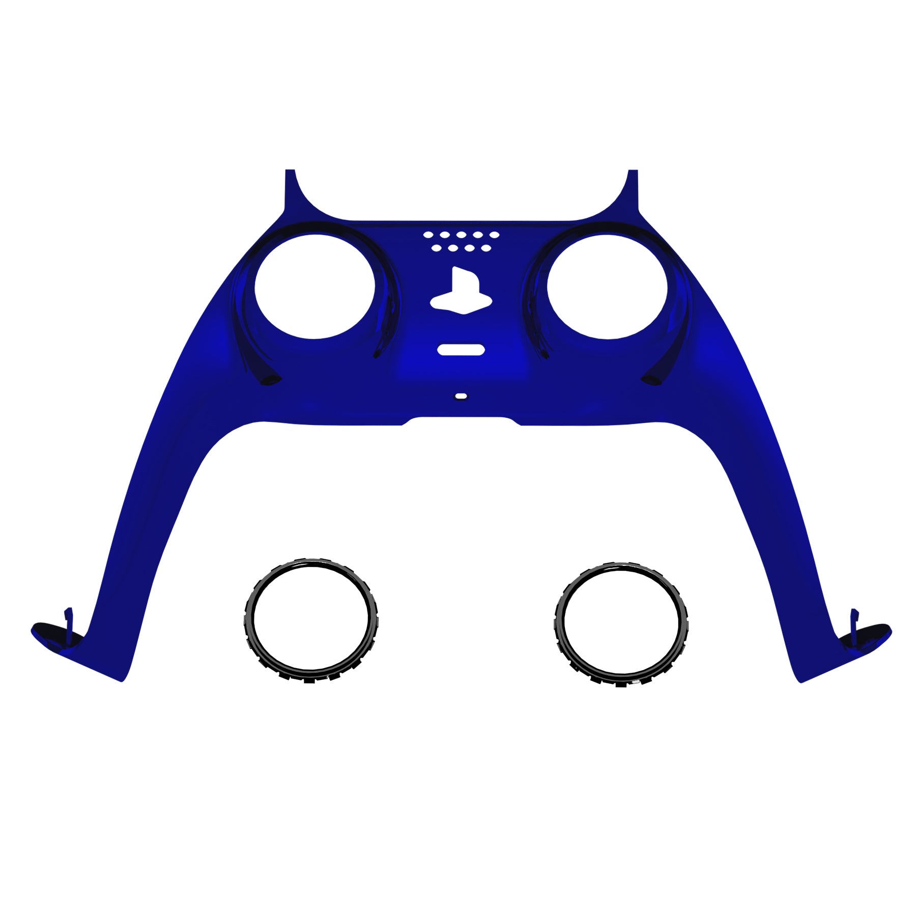 eXtremeRate Chrome Blue Glossy Replacement Shell for PS5 Controller (BDM-010/020/030/040/050) - Decorative Trim with Accent Rings | Customize Your Gaming Experience